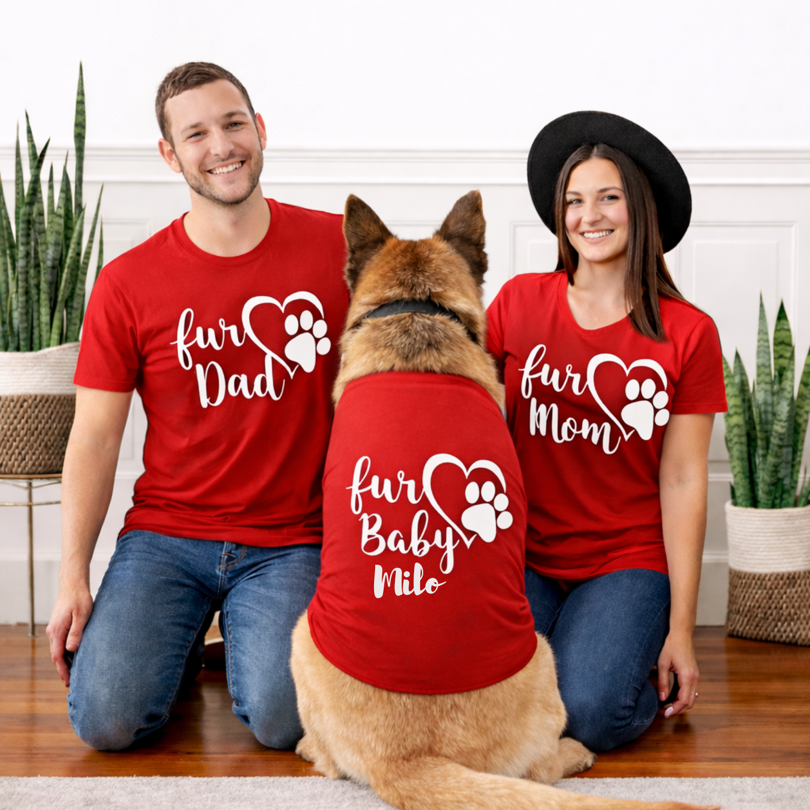 Fur Mom Fur Dad Matching Shirts | Personalized Dog Family Shirts | Custom Pet Name Dog Shirt Set | Fur Baby Outfit | Pet Lover Gift