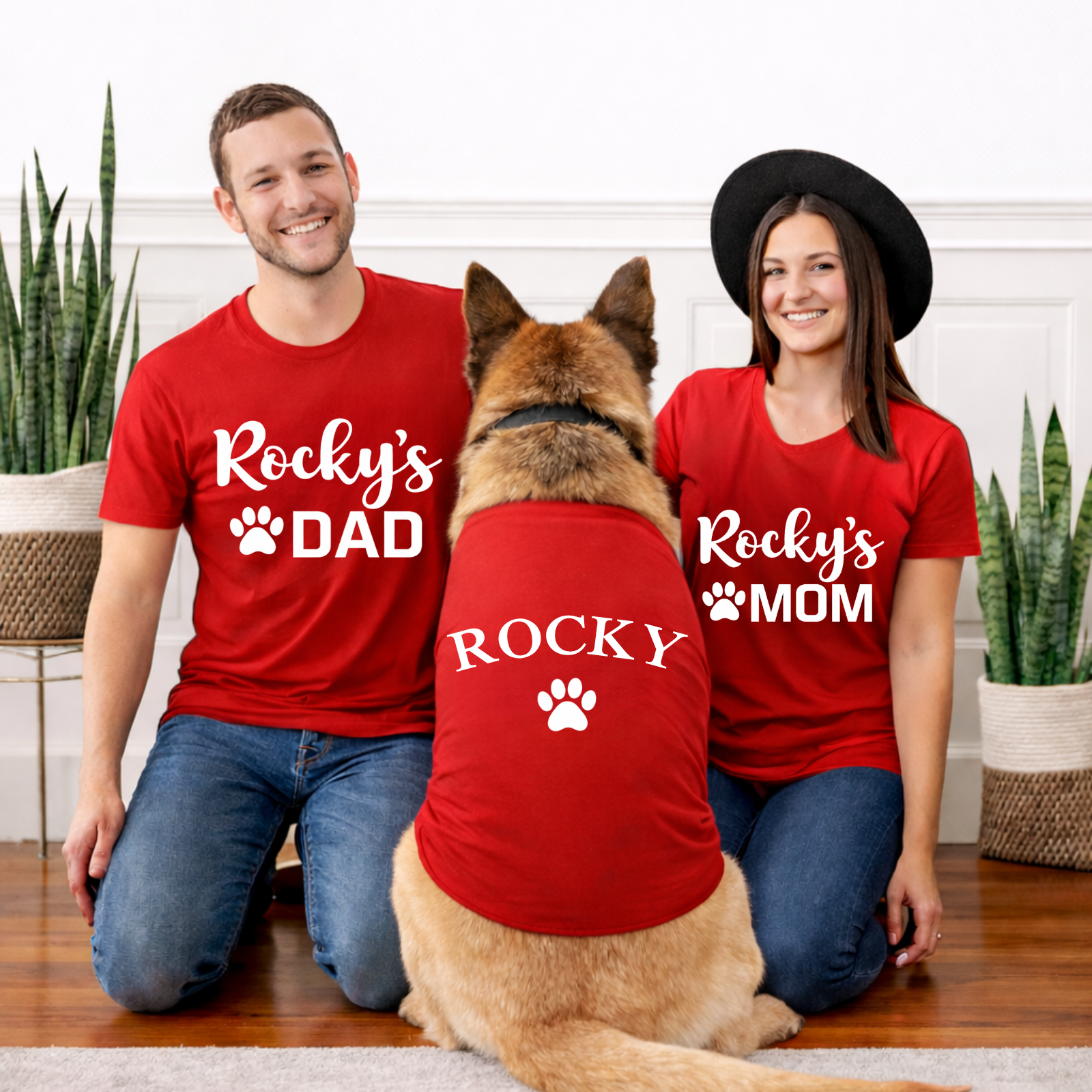 Custom Dog Family Matching Shirts | Pet Parent T-Shirts Set | Dog Mom Dog Dad Shirt | Personalized Pet Name Outfit 