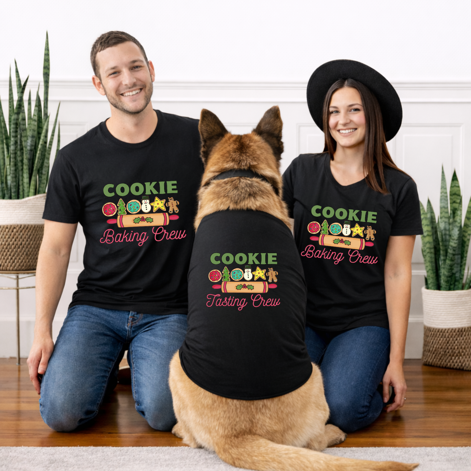 Christmas Cookie Baking Crew Matching Shirts | Family Christmas Shirts with Dog | Holiday Baking Matching Outfit | Cookie Crew Family Set | Dog Mom Dad Matching