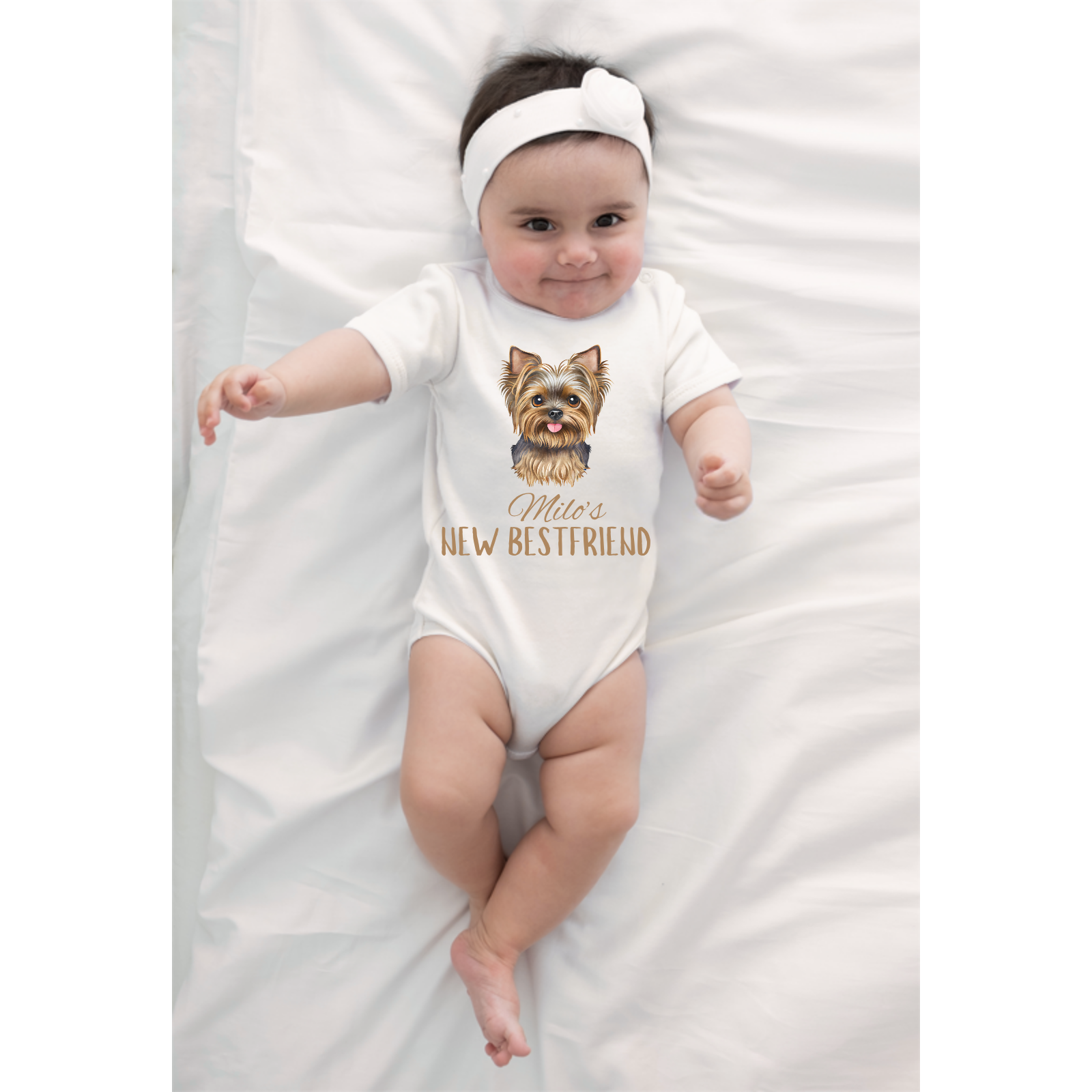 Personalized Pet Lover Baby Onesie | “[Pet Name]’s New Best Friend” Bodysuit | Custom Dog Baby Outfit | Puppy Design Gift | 7 Color Options