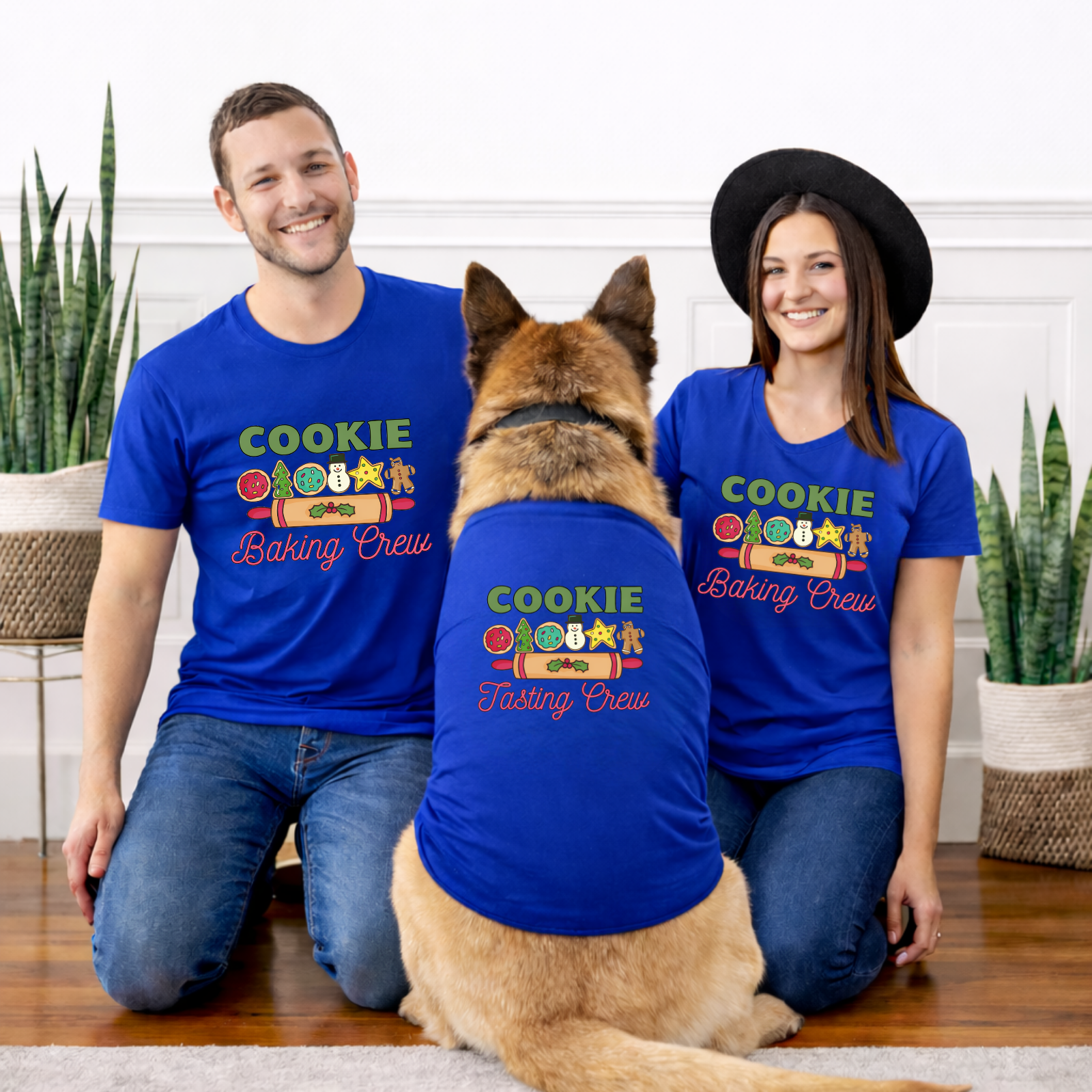 Christmas Cookie Baking Crew Matching Shirts | Family Christmas Shirts with Dog | Holiday Baking Matching Outfit | Cookie Crew Family Set | Dog Mom Dad Matching