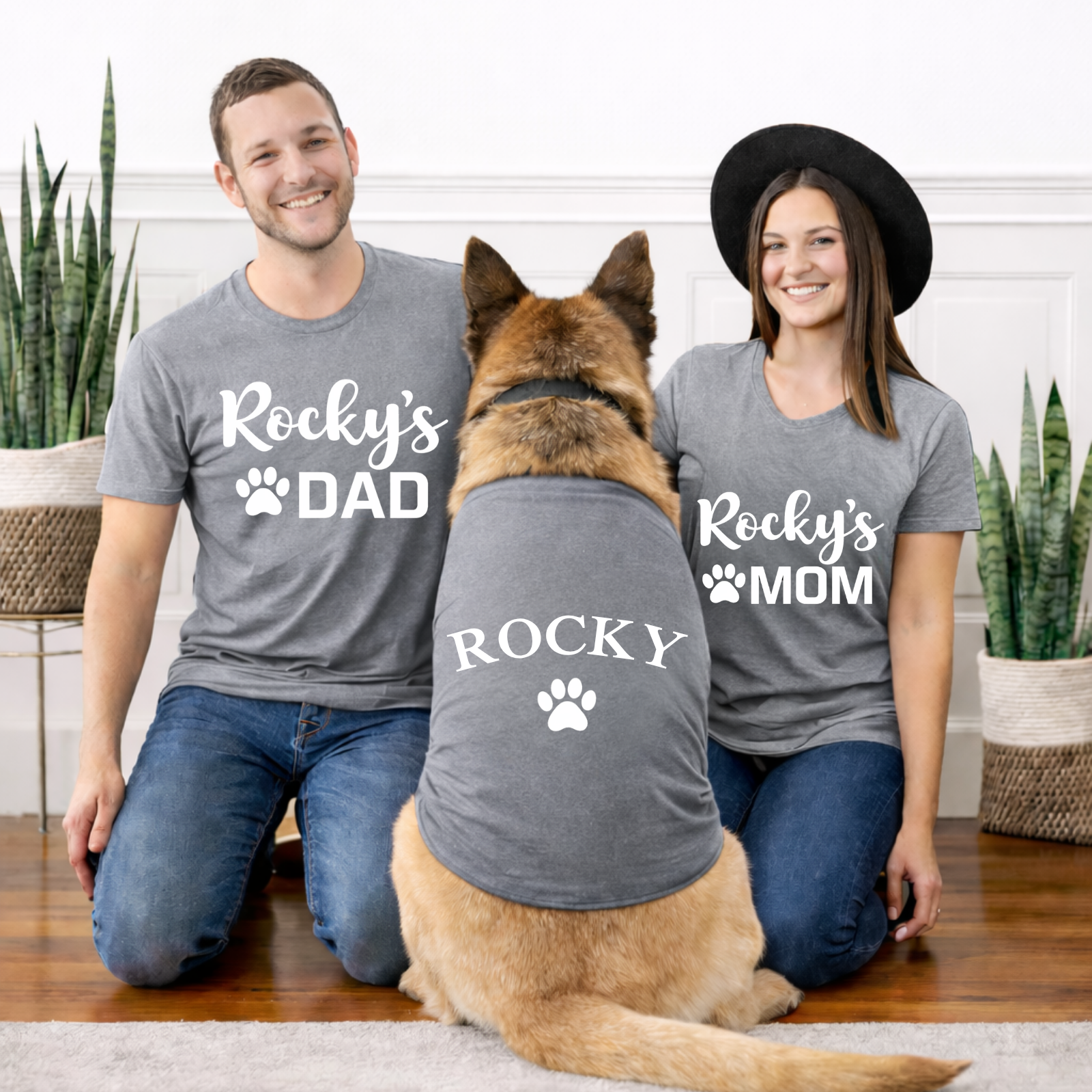 Custom Dog Family Matching Shirts | Pet Parent T-Shirts Set | Dog Mom Dog Dad Shirt | Personalized Pet Name Outfit 