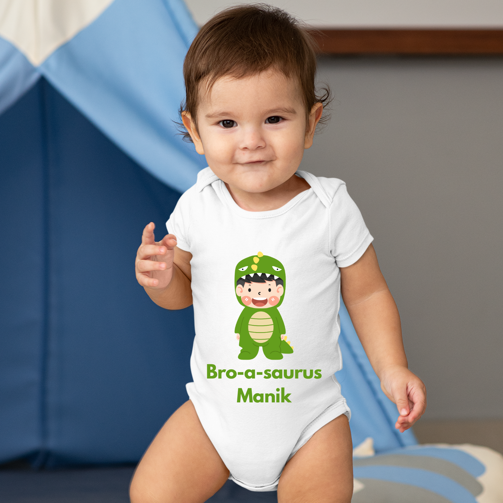 Personalized "Bro-a-saurus" Baby Onesie – Custom Name Dino Design for Baby Boys