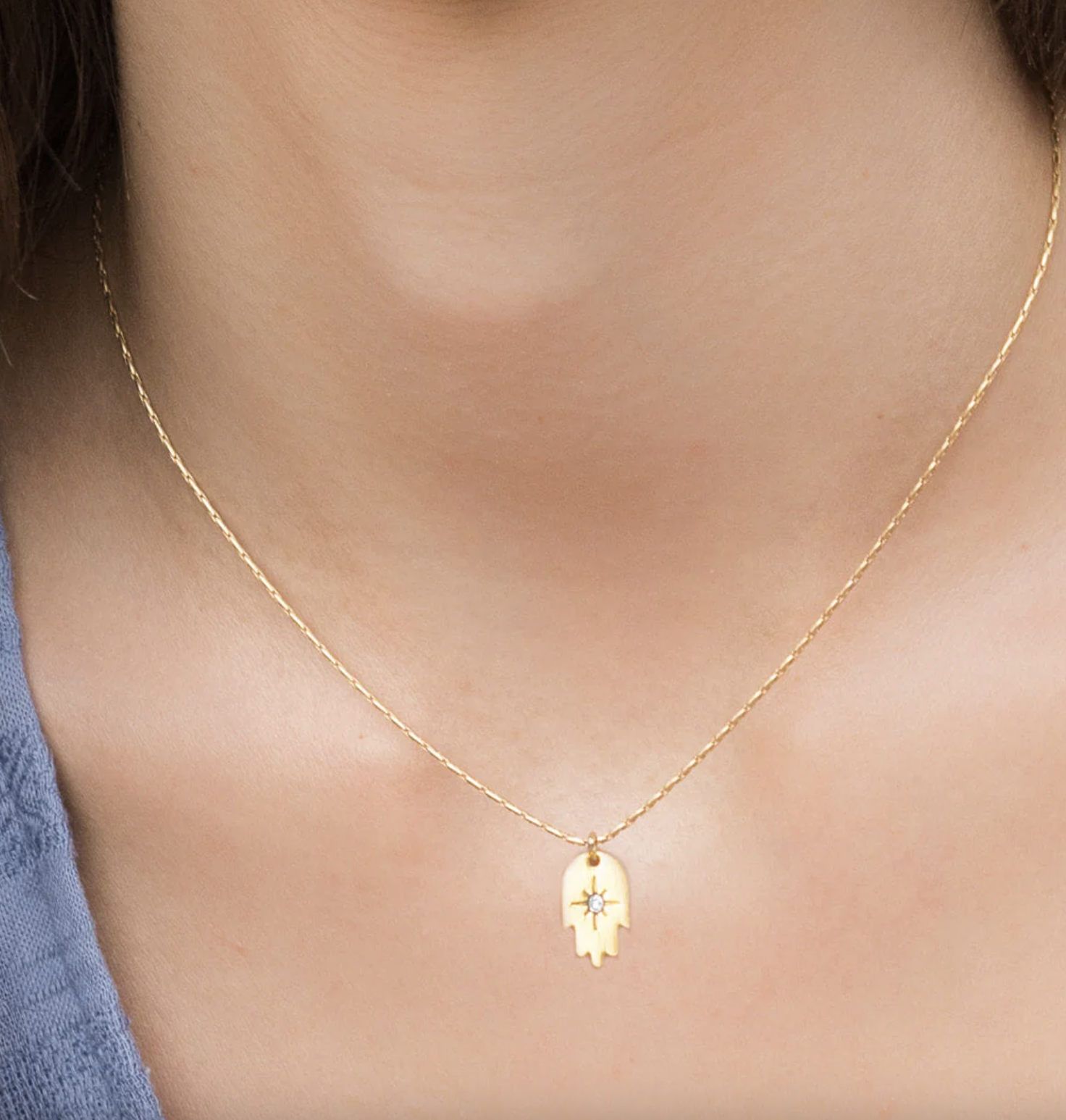 Embellished Hamsa Neckless