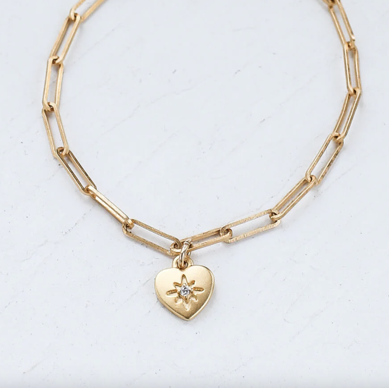 Gold Heart Charm Bracelet