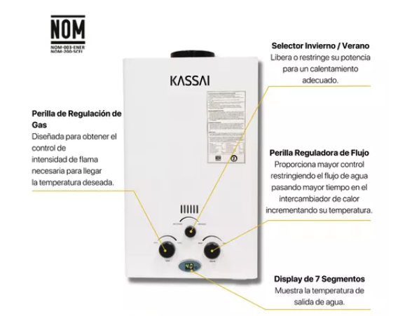 CALENTADOR DE PASO KASSAI 8LPM KAS-8N