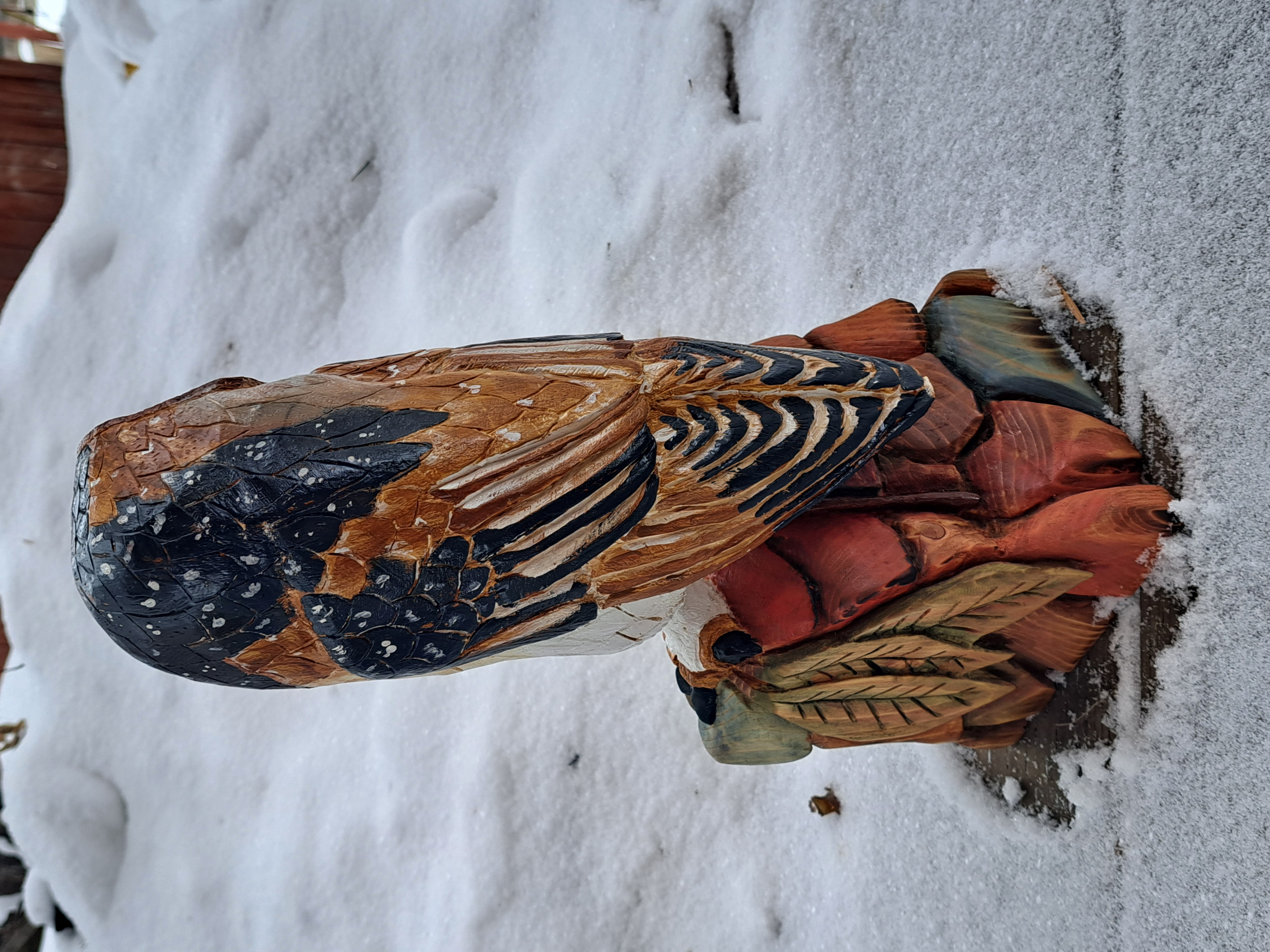 Hand-carved Barn Owl Sculpture