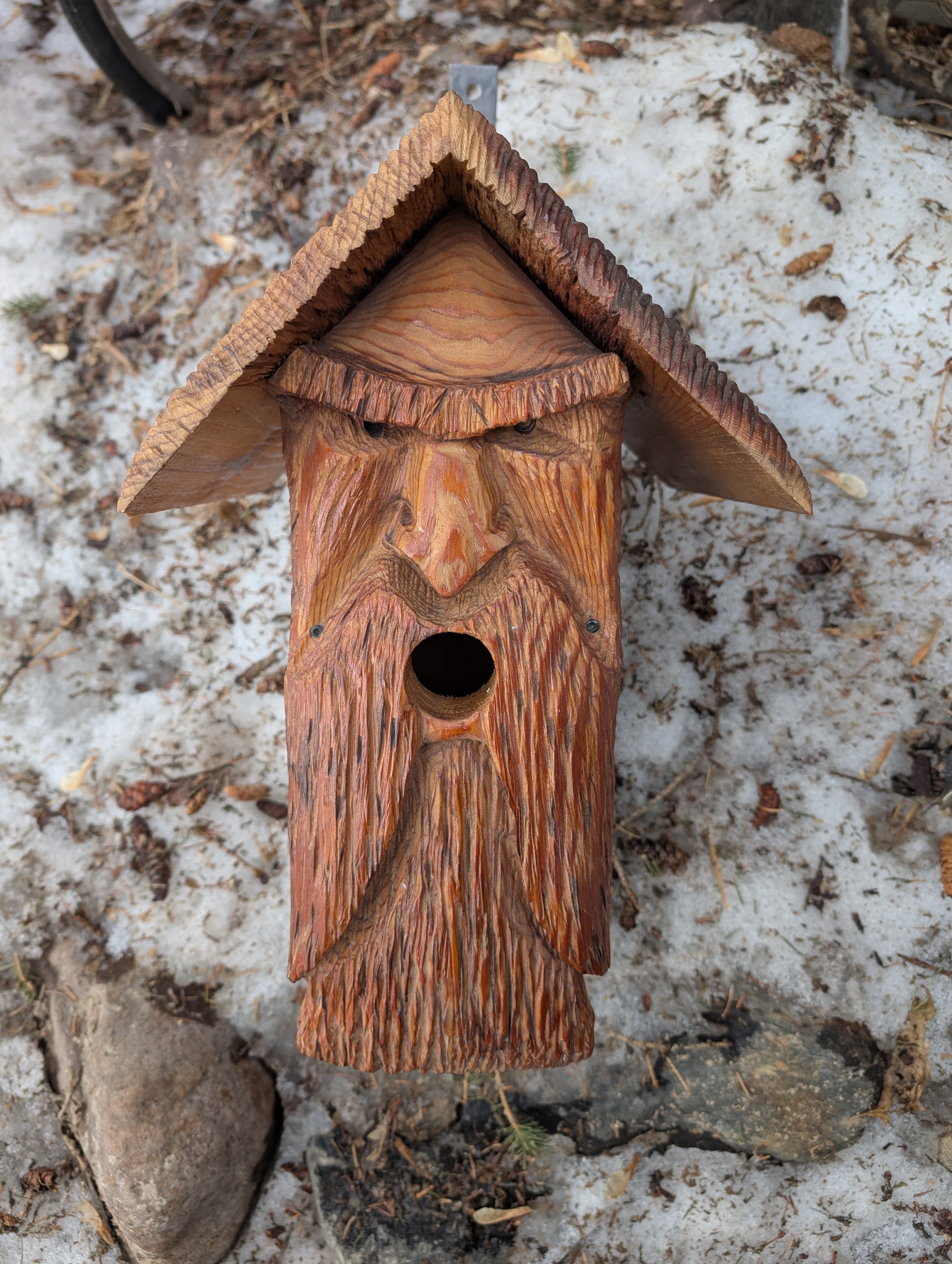 Grumpy Hand-Crafted Wooden Box Birdhouse
