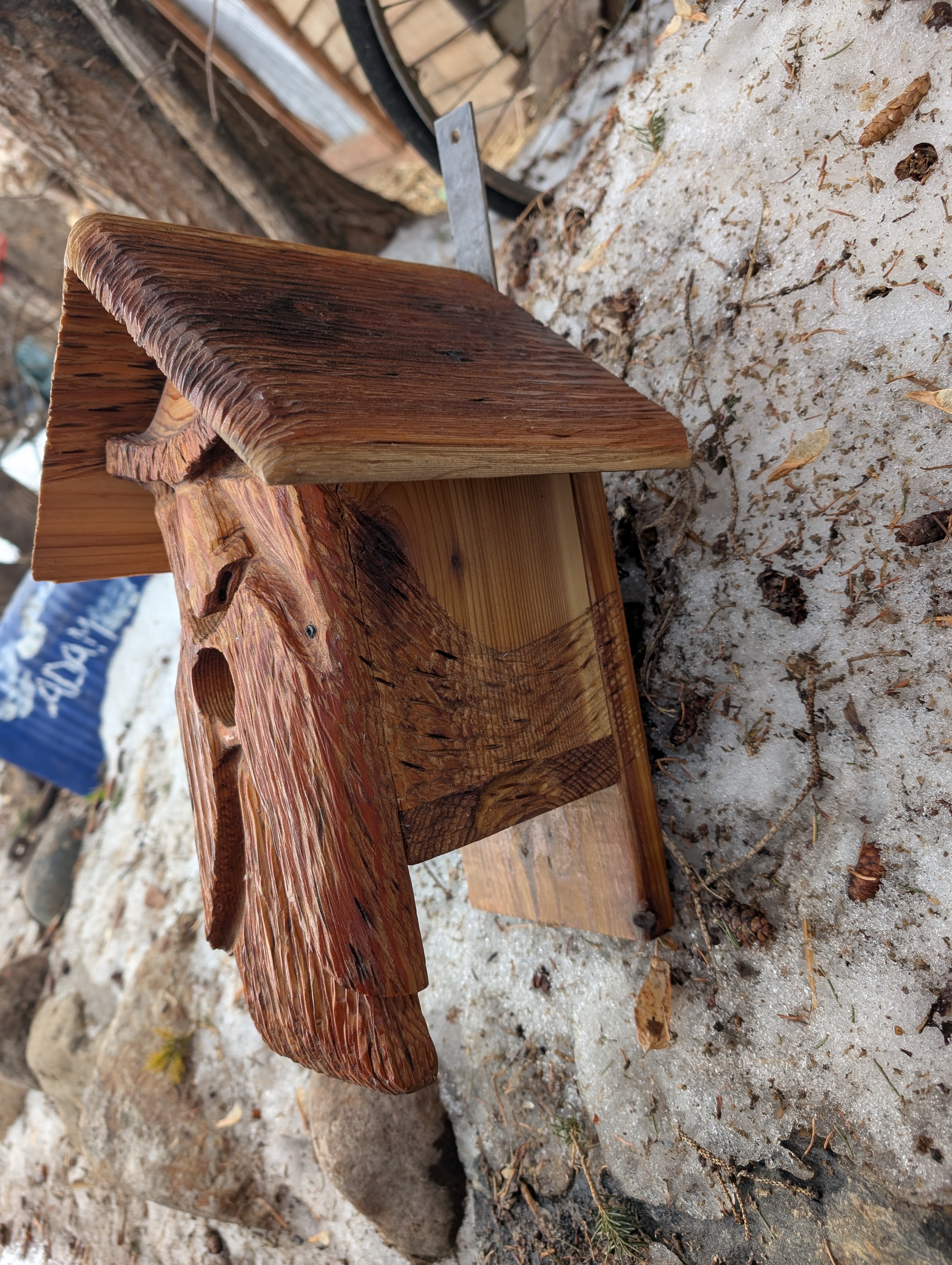 Grumpy Hand-Crafted Wooden Box Birdhouse