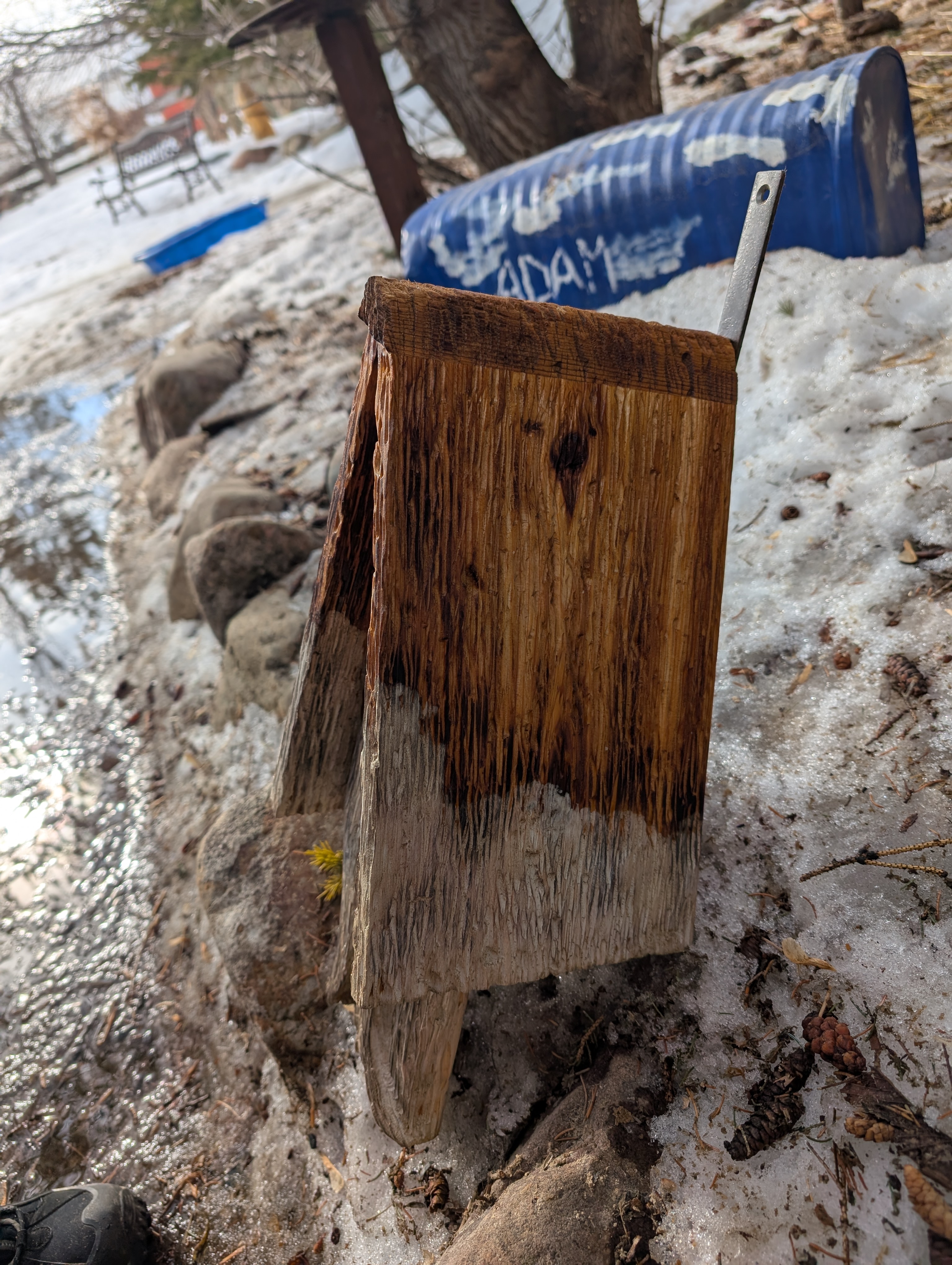 Frosty Handcrafted A-Frame Wooden Birdhouse