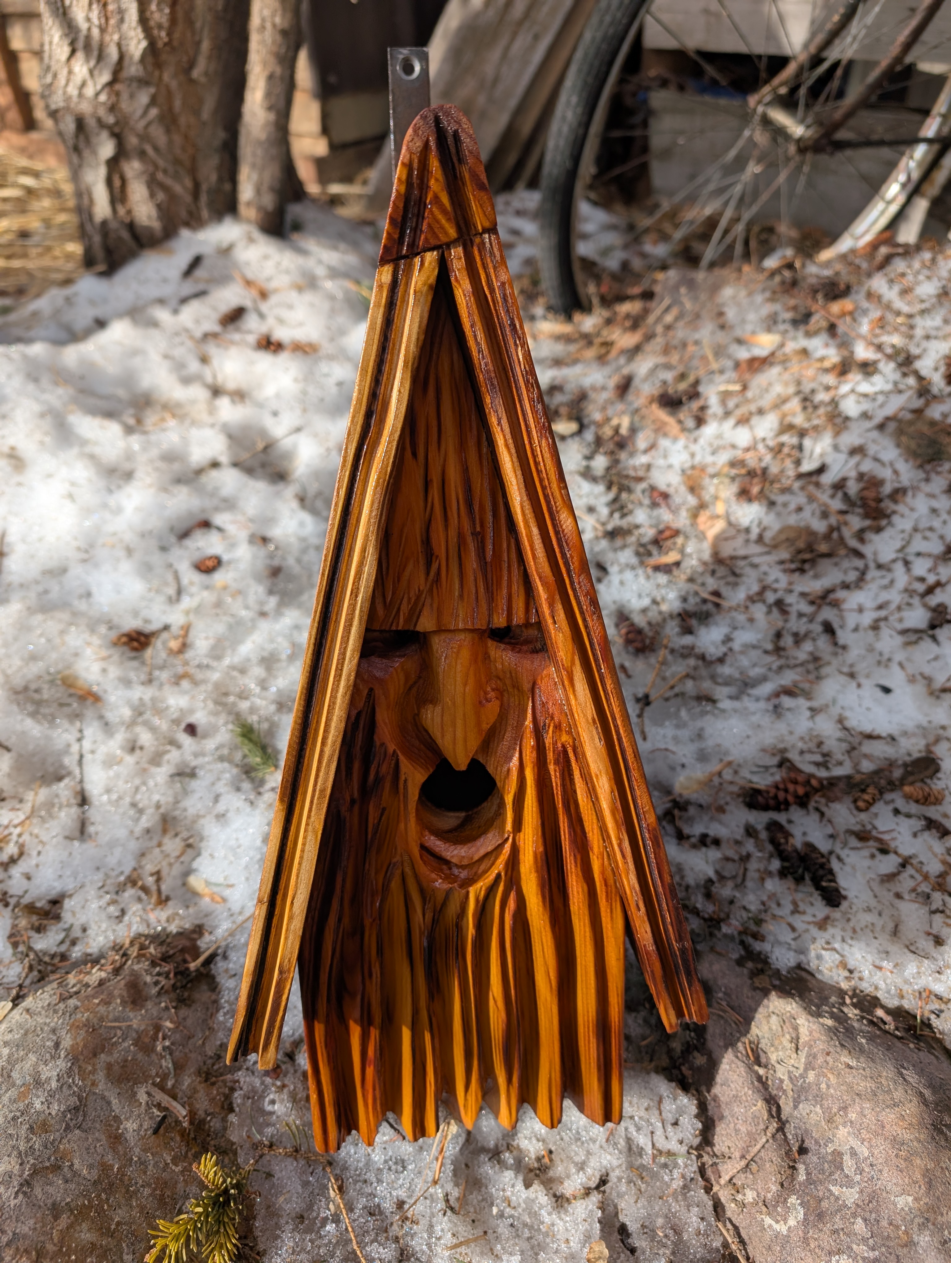 Strawman Hand-Carved A-Frame Wooden Face