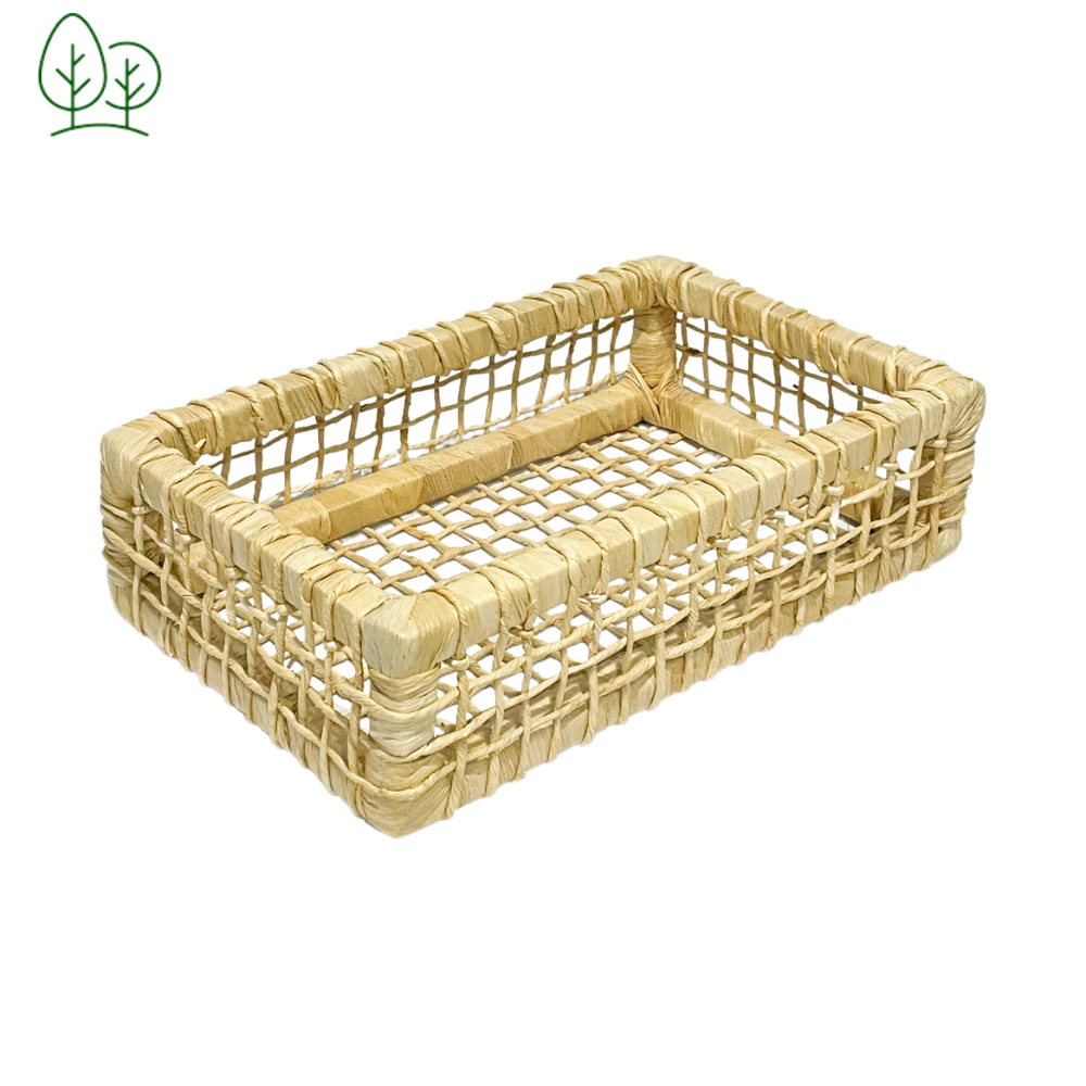 Cesto de palha retangular