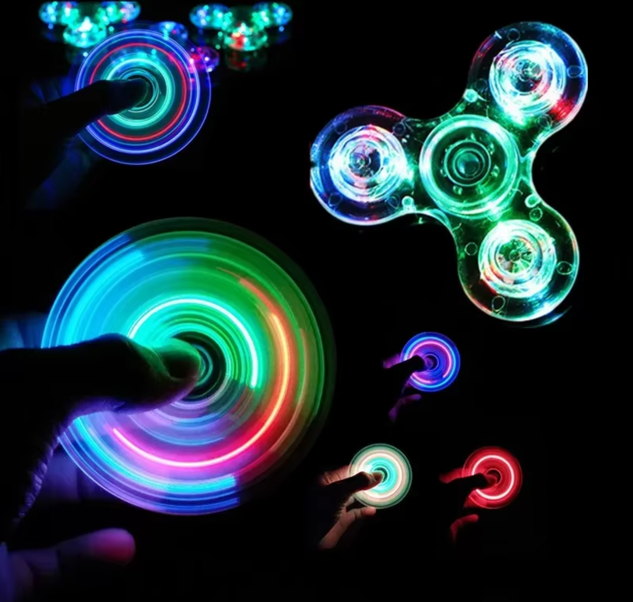 Fidget spinner LED transparente