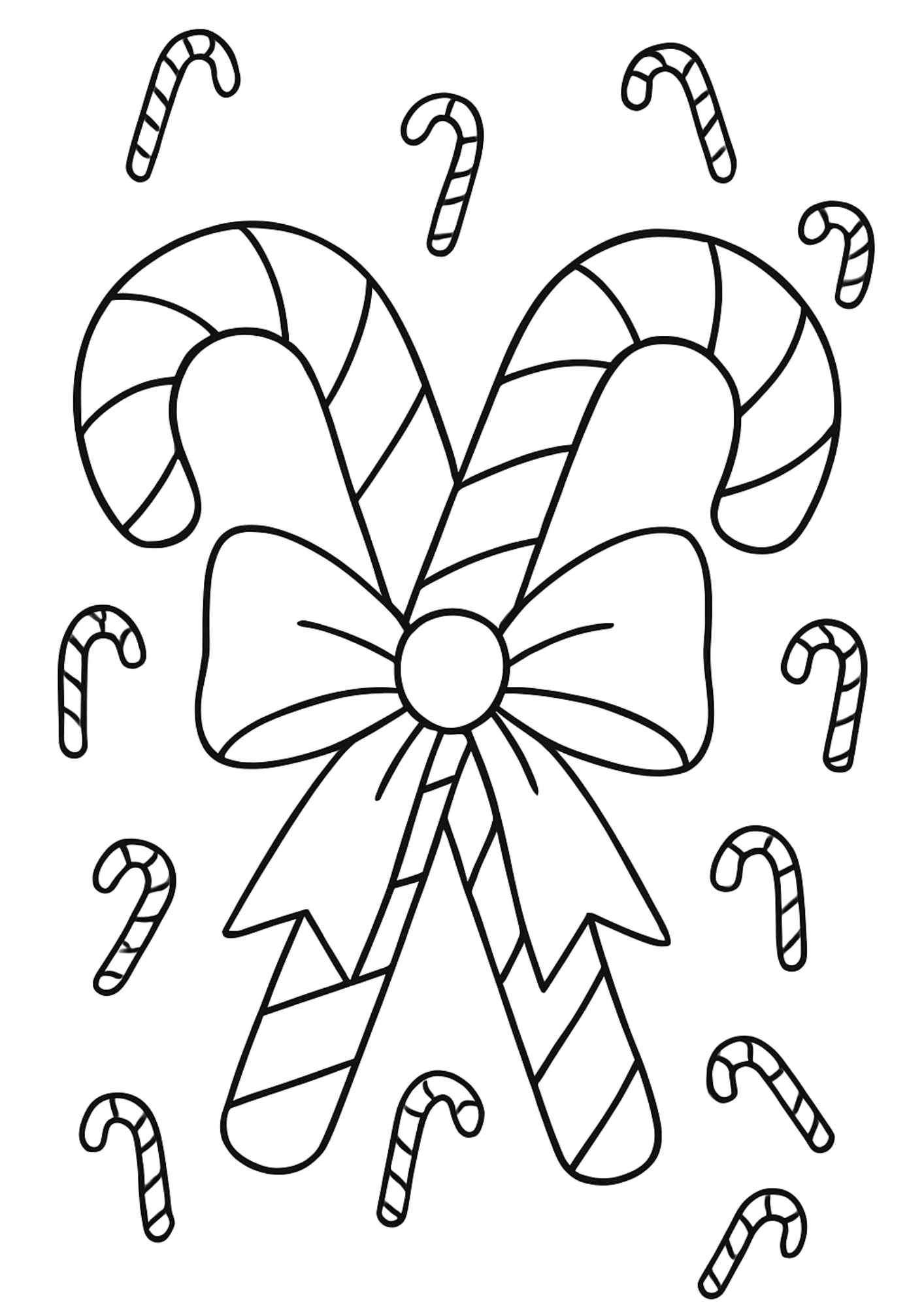 Candy Cane Colouring Page