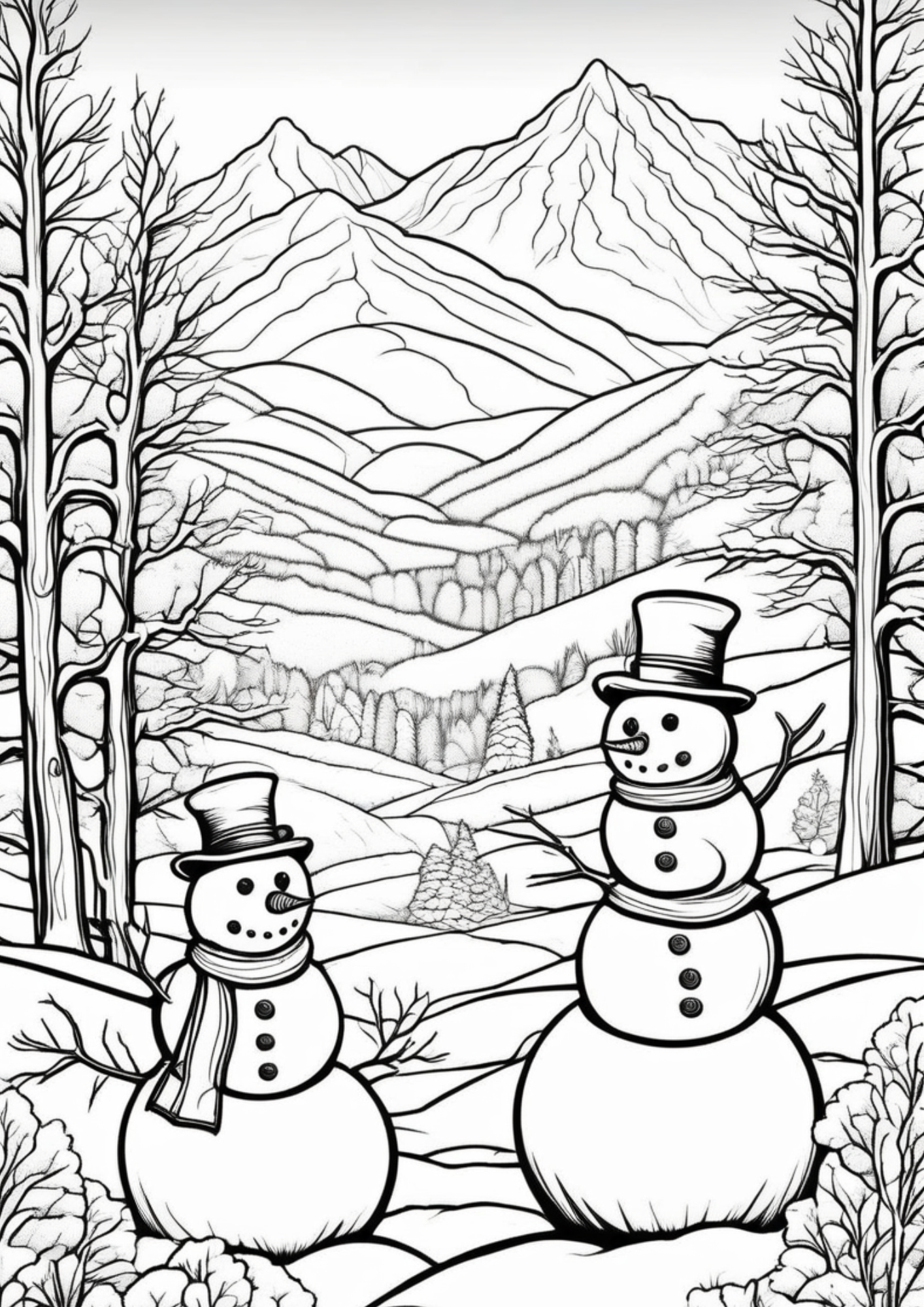 Winter Snowman Coloring Page