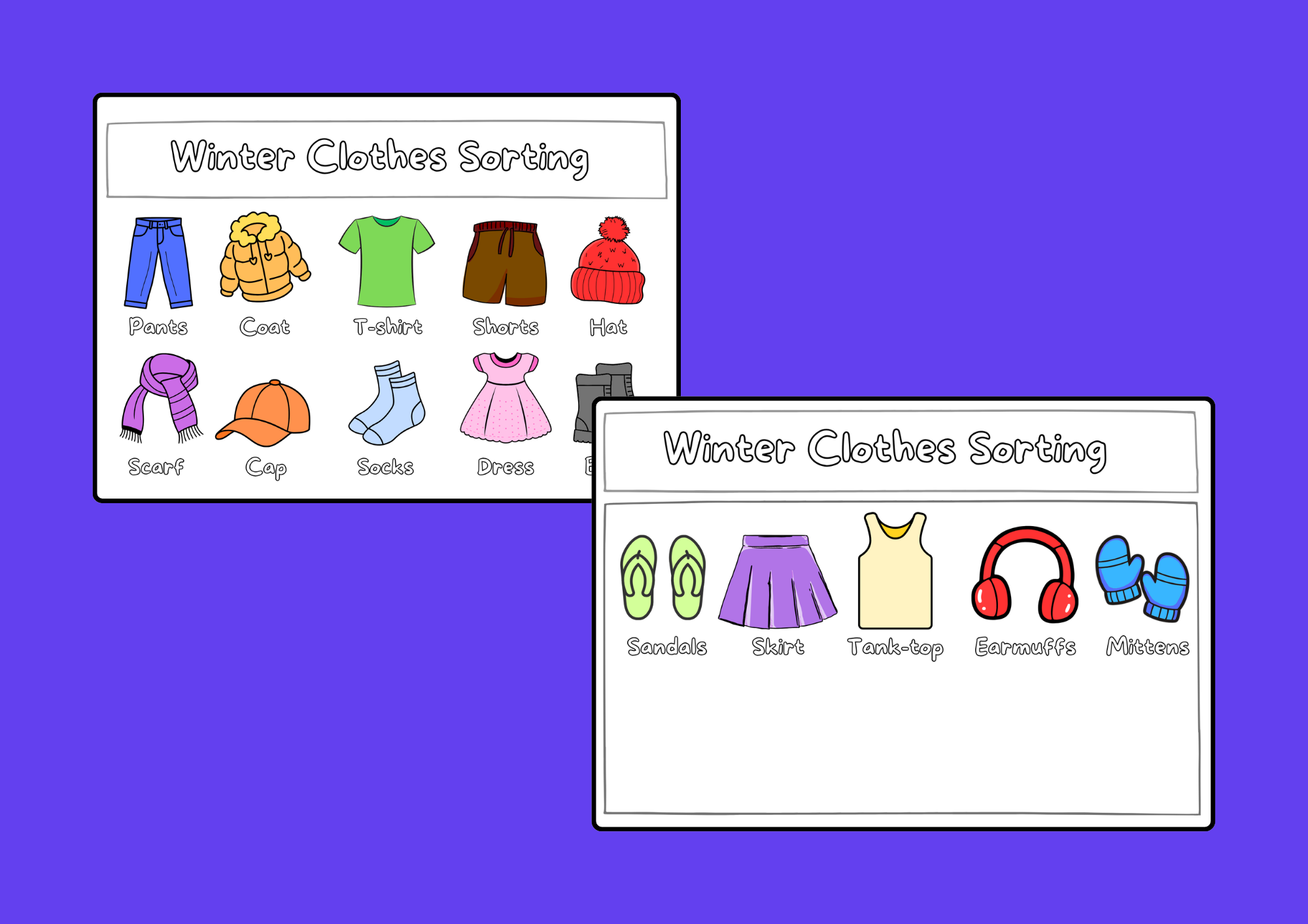 Winter Clothes Sorting Activity