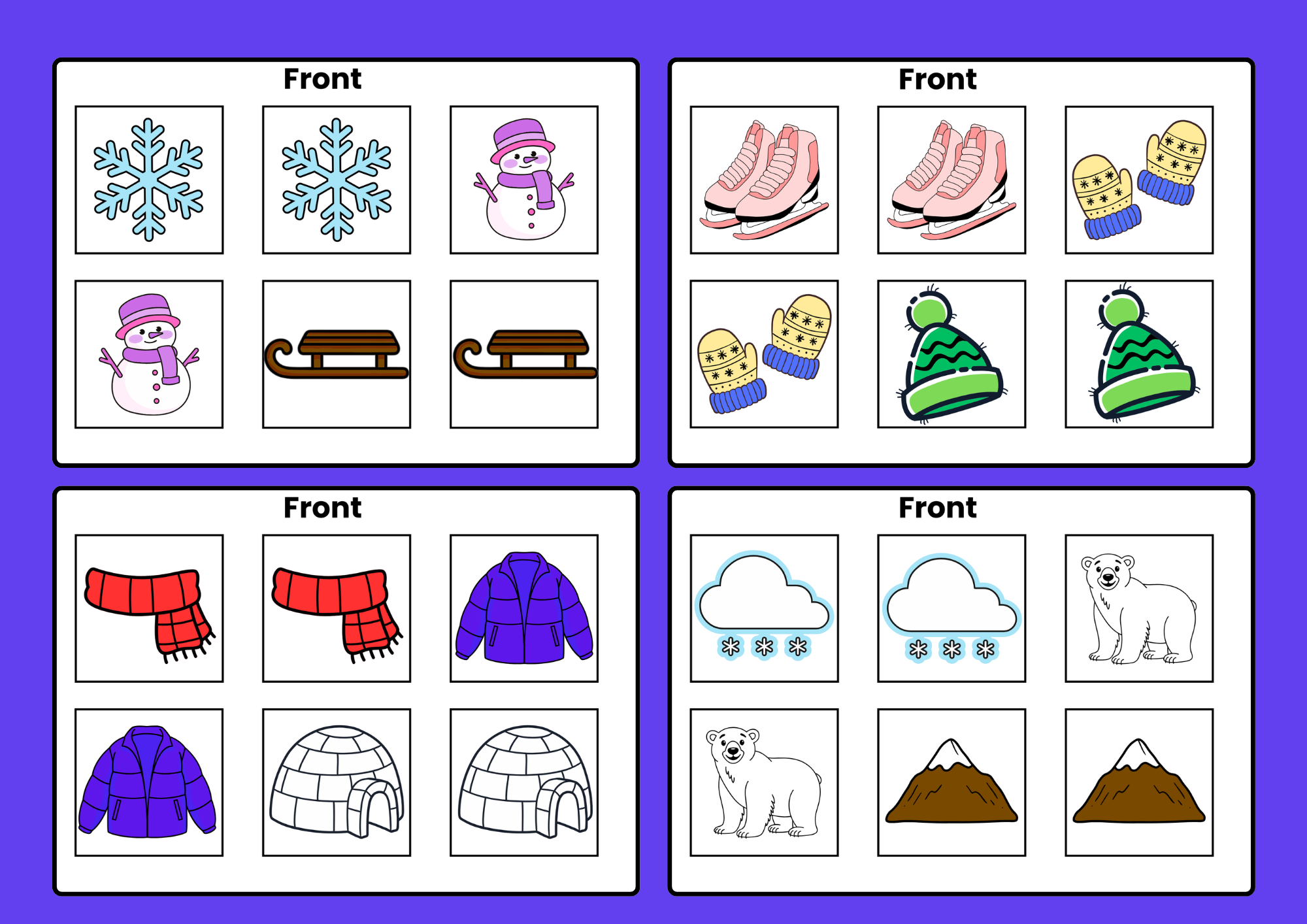 Winter Memory Card Activity