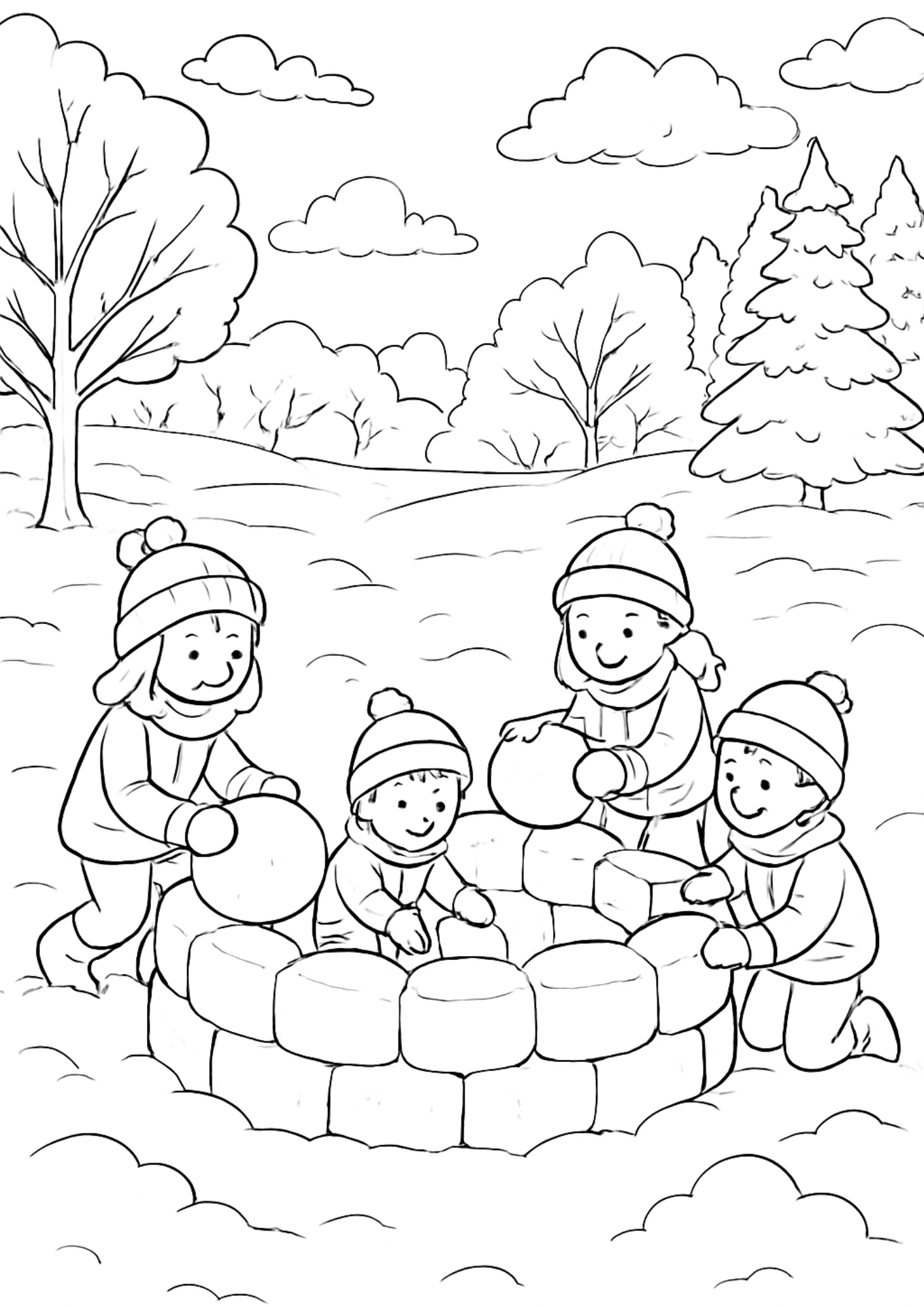 Snow Fort Colouring Page