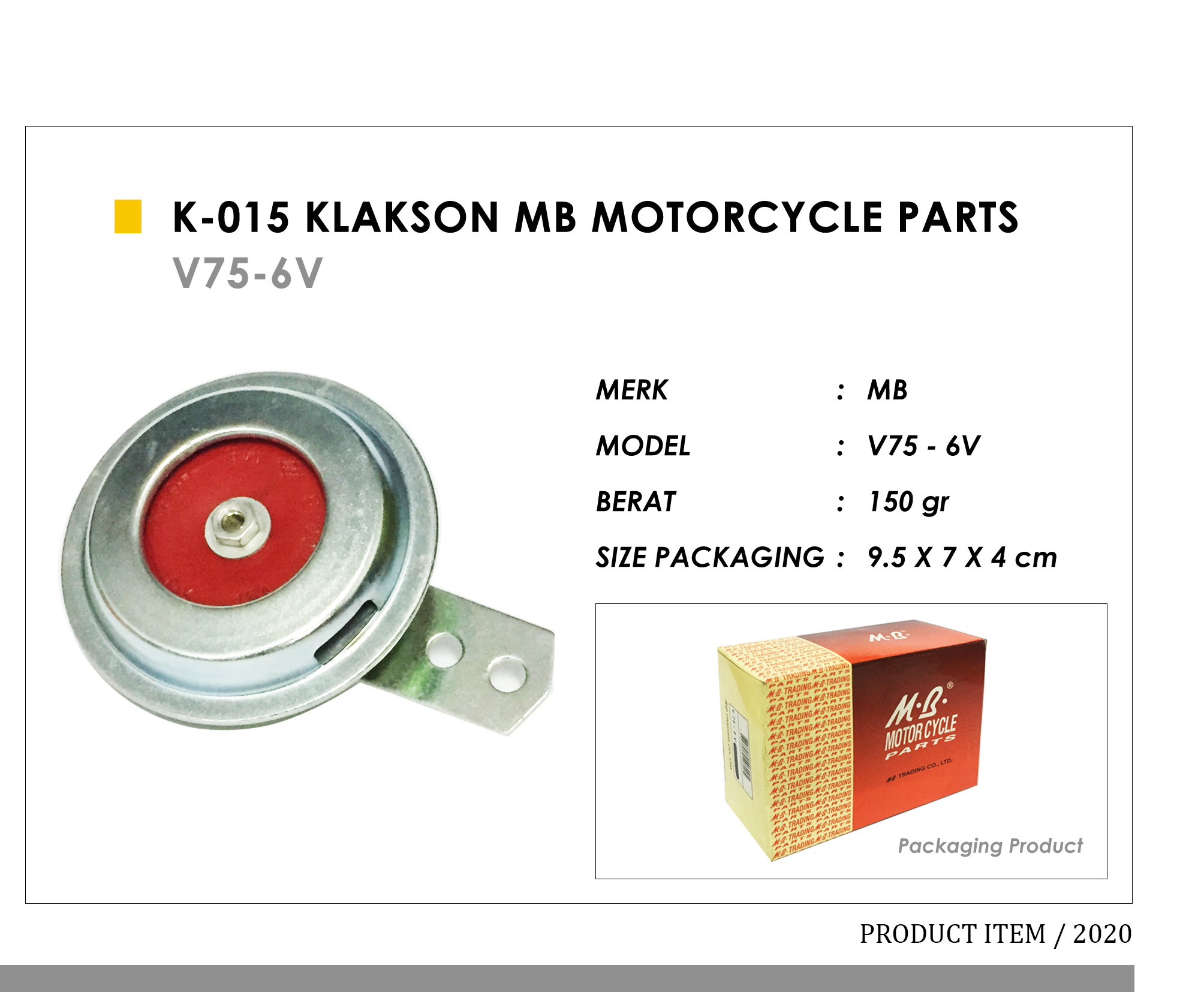 K-015 Klakson MB Motorcycle Parts