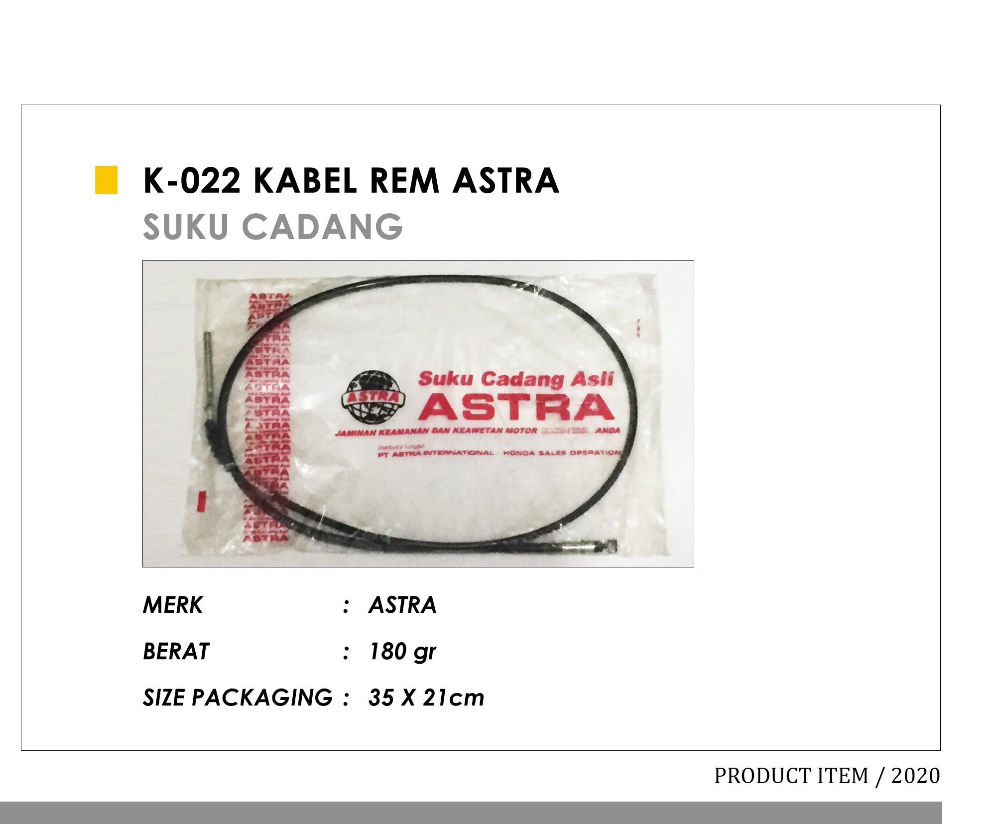 K-022 Kabel Rem Astra