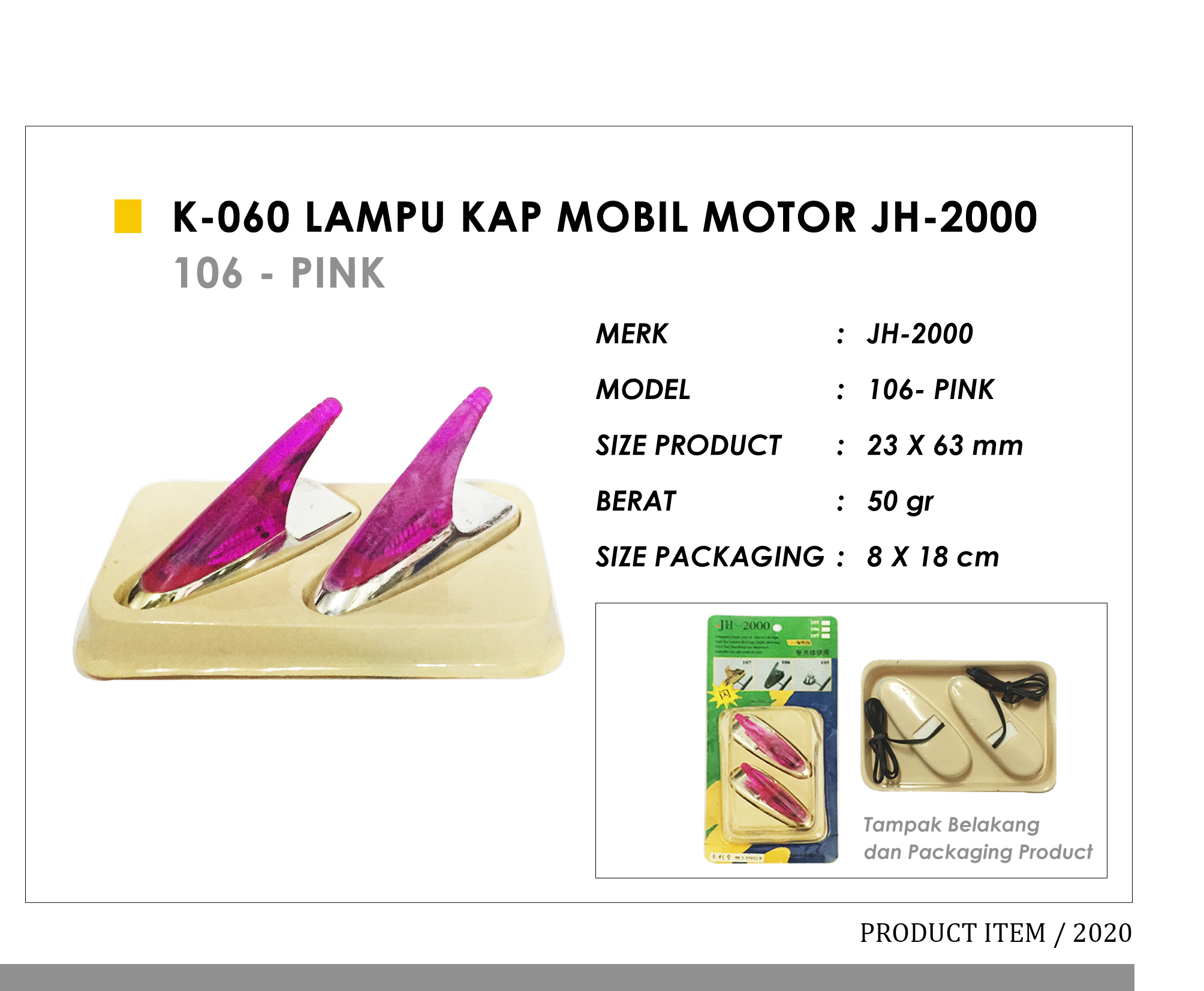 K-060 Lampu Kap Mobil Motor JH-2000