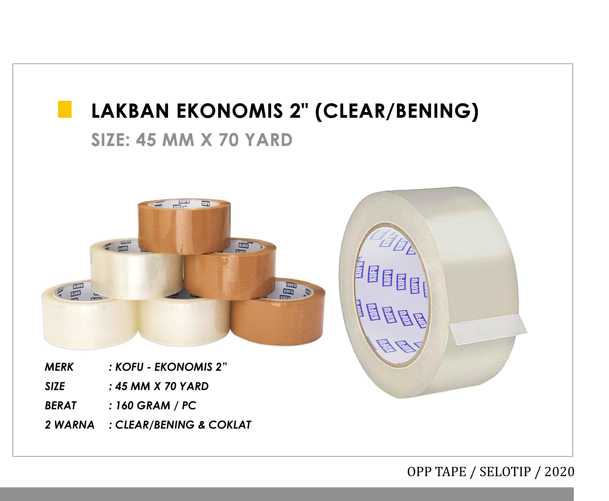 Lakban Ekonomis 2" (Clear/Bening)