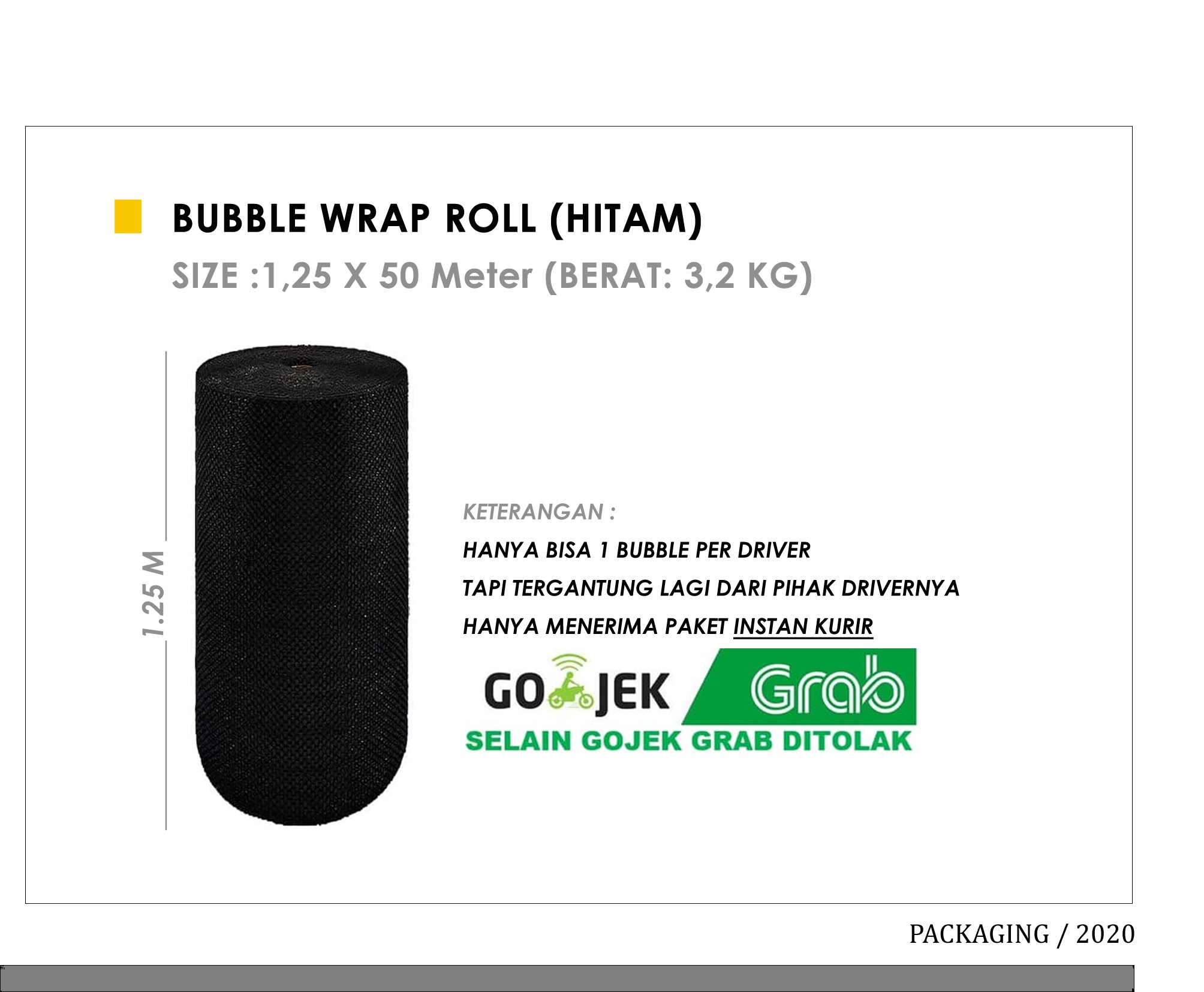 Gulungan Plastik Gelembung (Hitam)