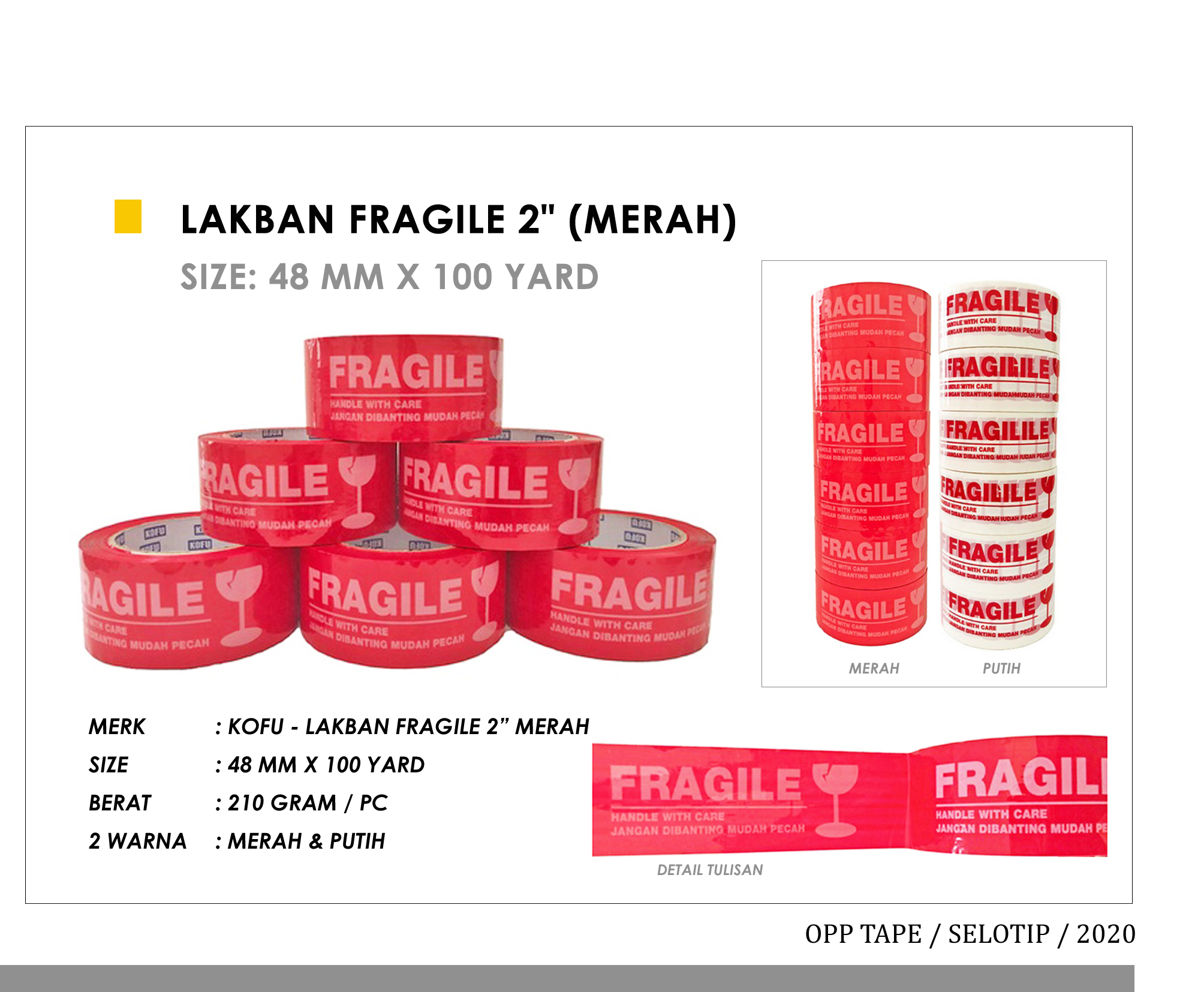 Lakban Fragile 2" (Merah)
