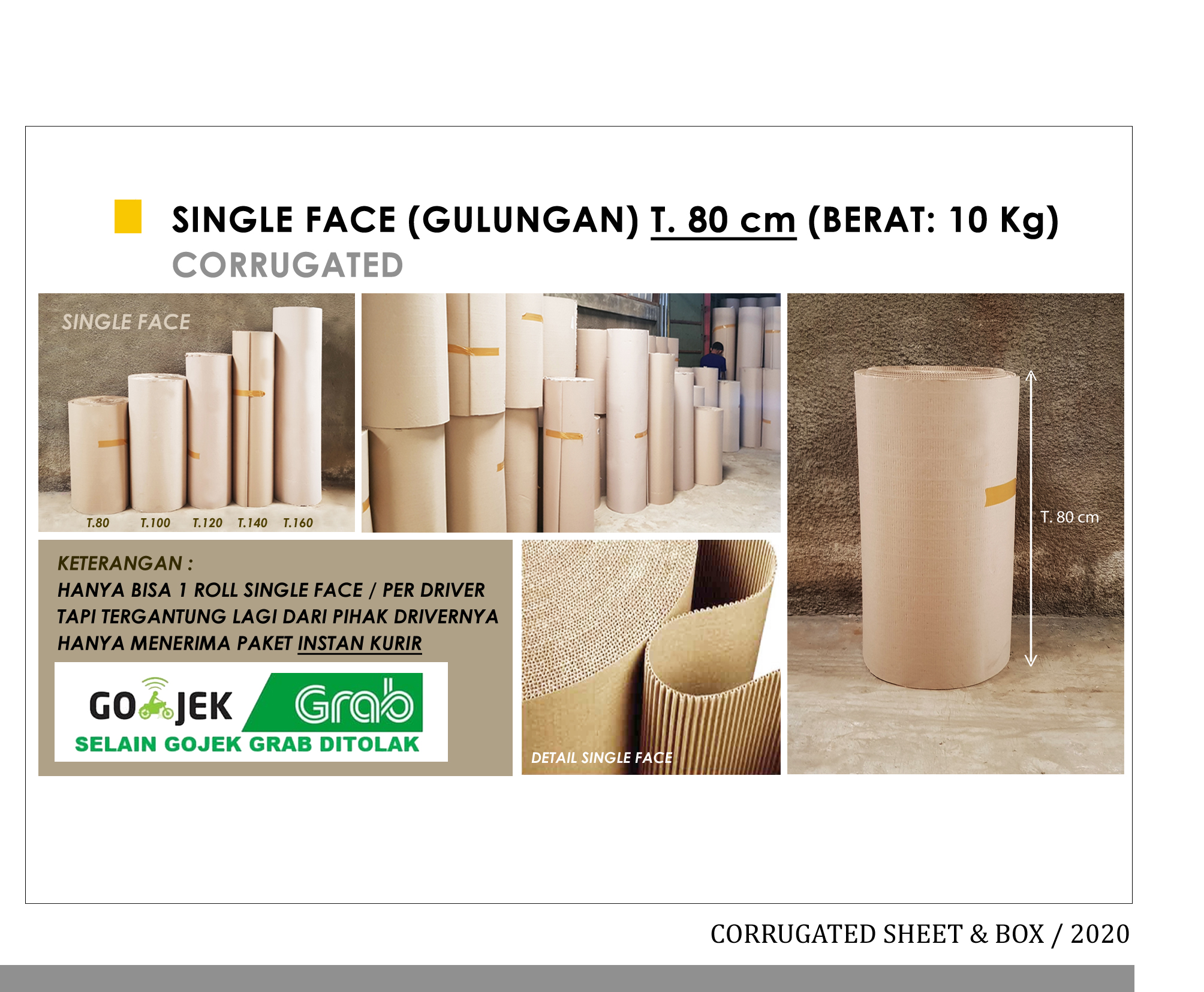 Single Face (Gulungan) T.80 cm