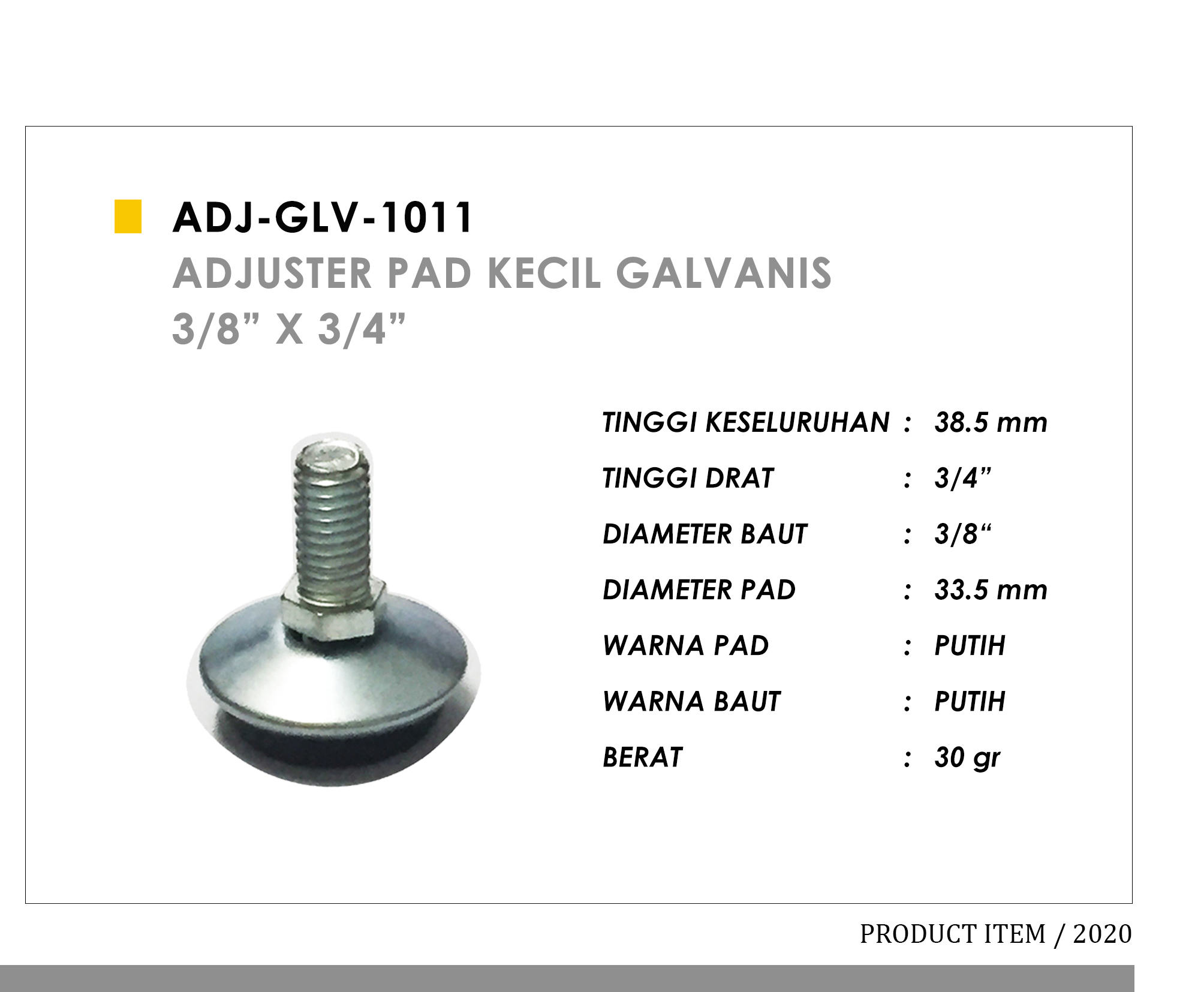 1011 - Adjuster Pad Kecil Galvanis 3/8" x 3/4"