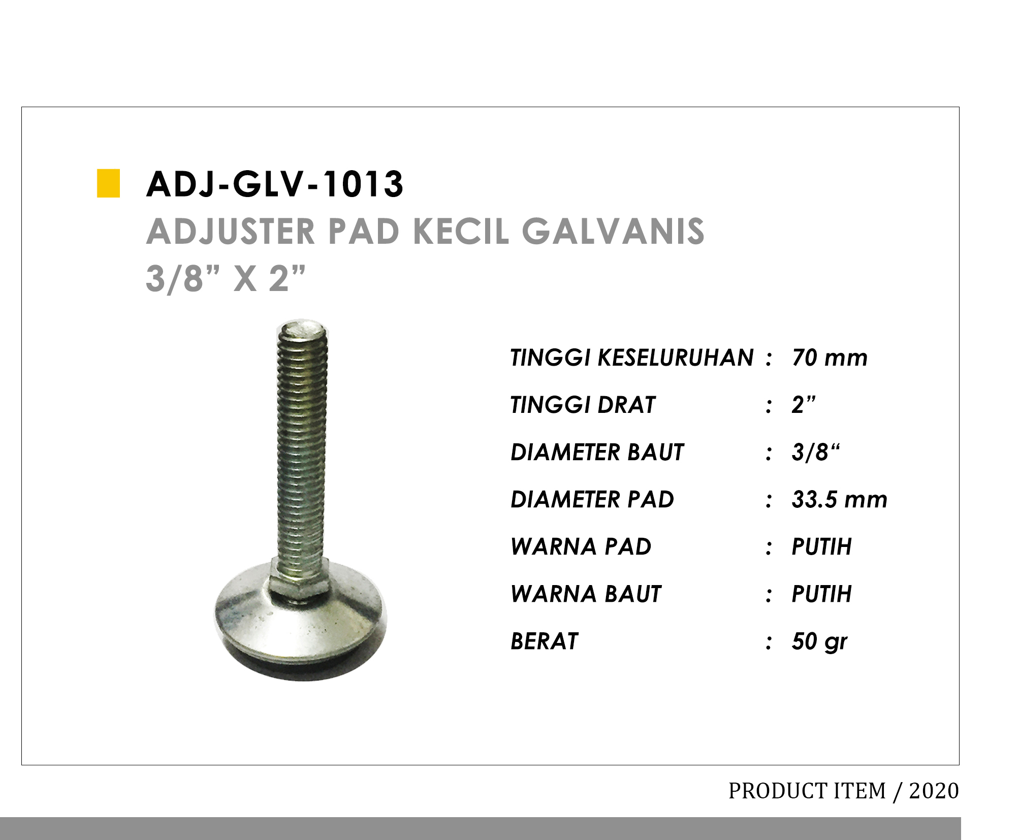 1013 - Adjuster pad kecil galvanis 3/8" x 2"
