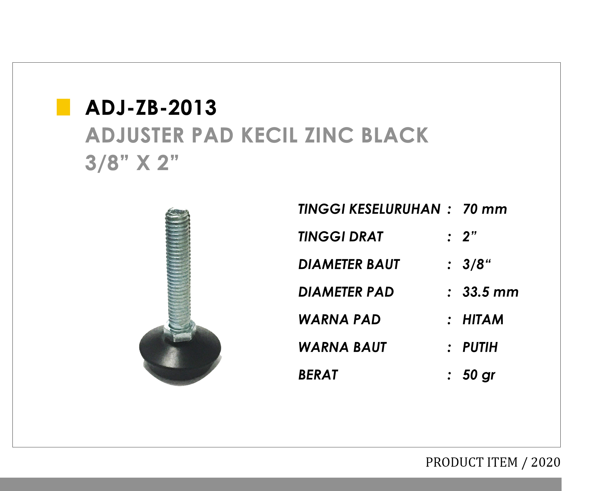 2013 - Adjuster Pad Kecil Zinc Black 3/8" x 2"