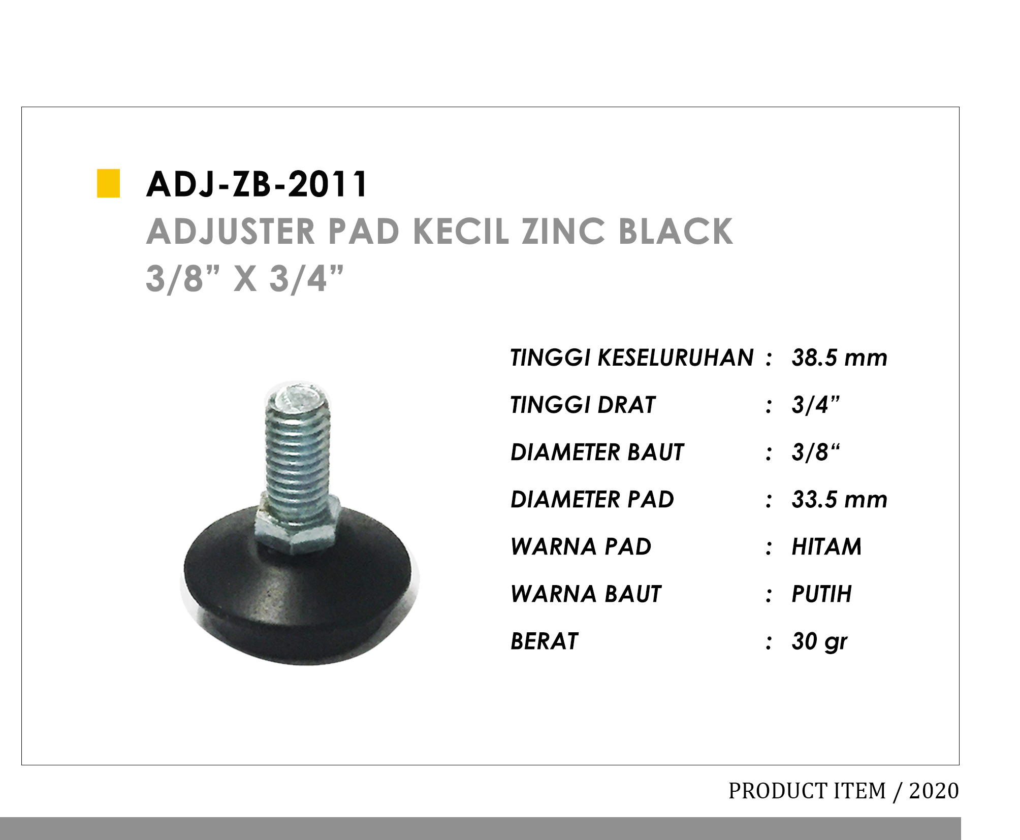 2011 - Adjuster pad kecil zinc black 3/8" x 3/4"