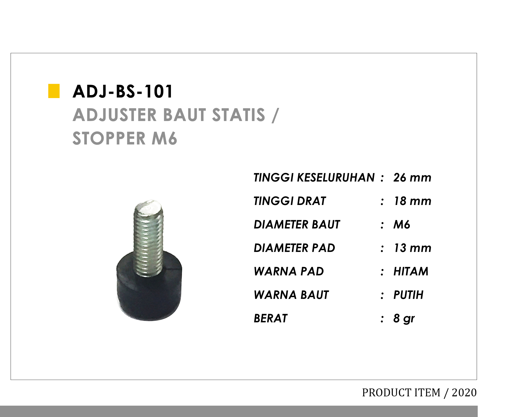 Adjuster Baut Statis / Stopper M6