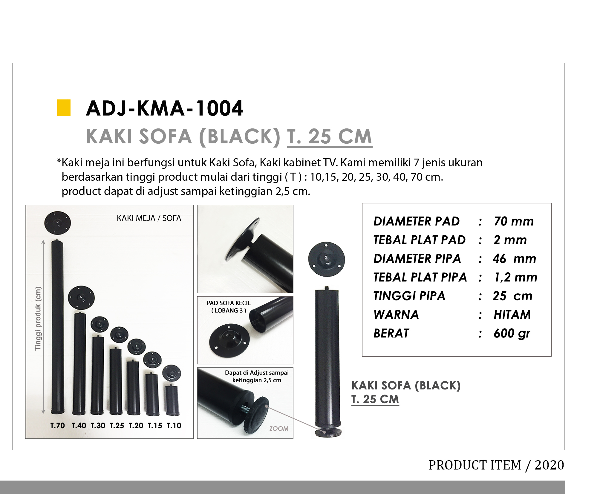 Kaki Sofa (Black) T. 25 cm