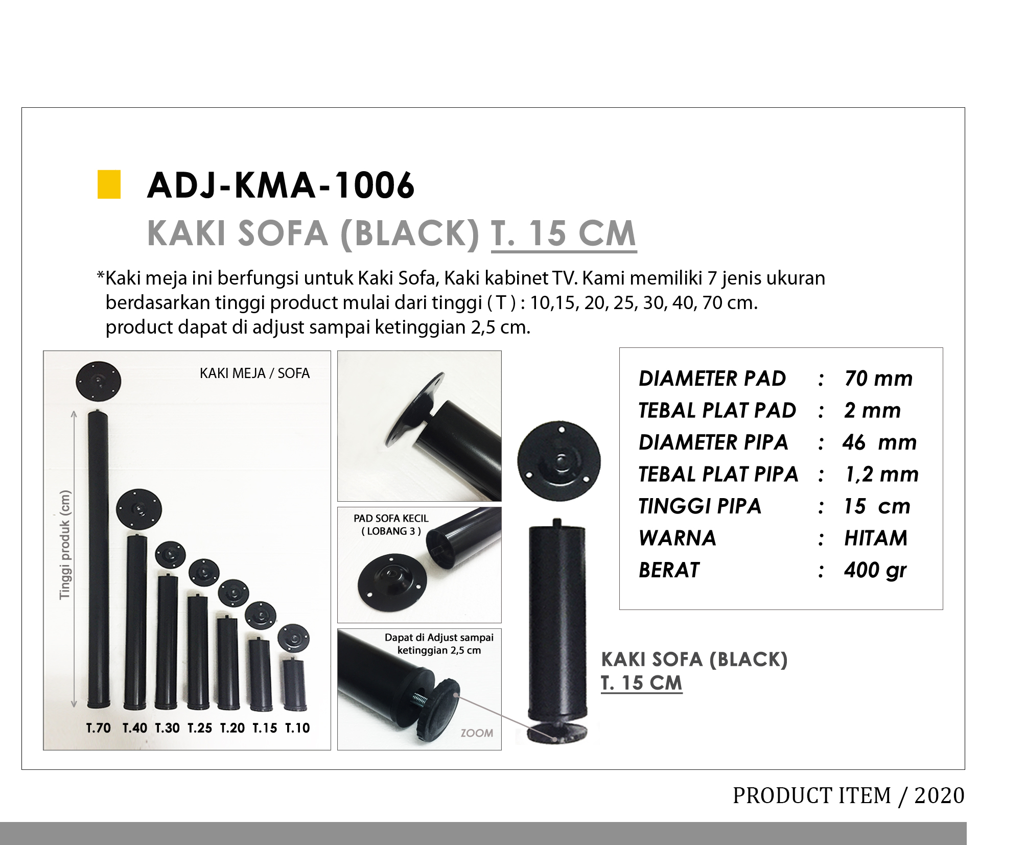 Kaki Sofa (Black) T. 15 cm