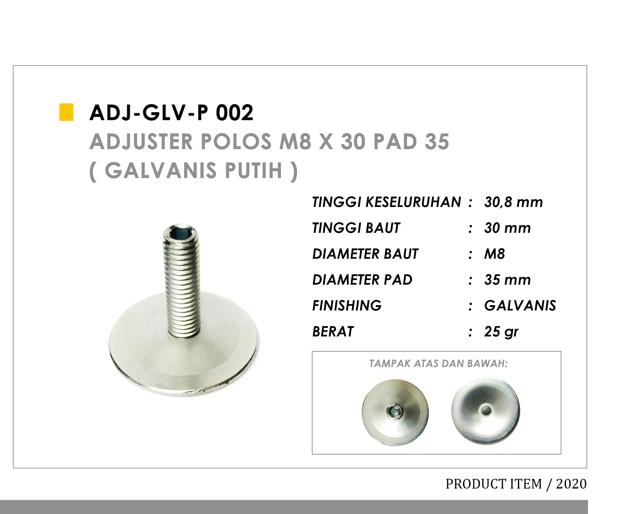 Adjuster Polos M8 x 30 Pad 35