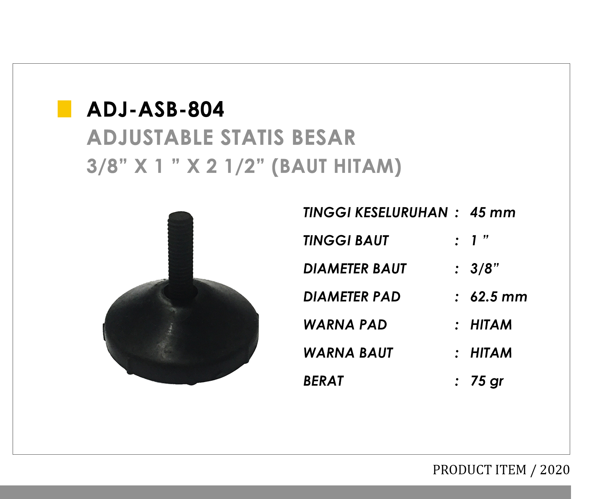 804 - Adjustable Statis Besar 3/8" X 1" X 2 1/2 "