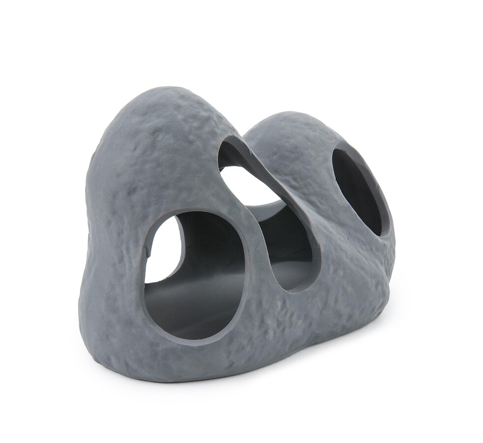 Keraminė dekoracija - akmuo su skylutėmis Happet U946 - 11 cm pilka