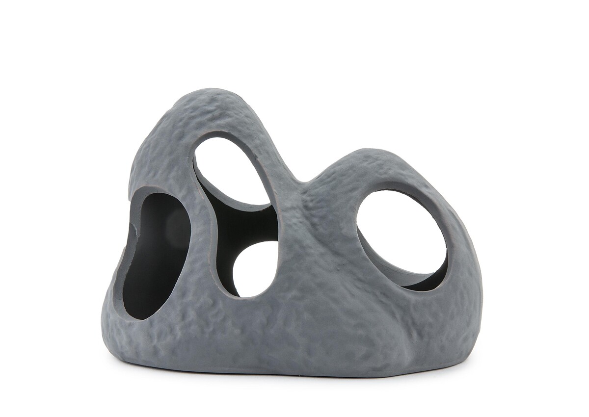 Keraminė dekoracija - akmuo su skylutėmis Happet U946 - 11 cm pilka