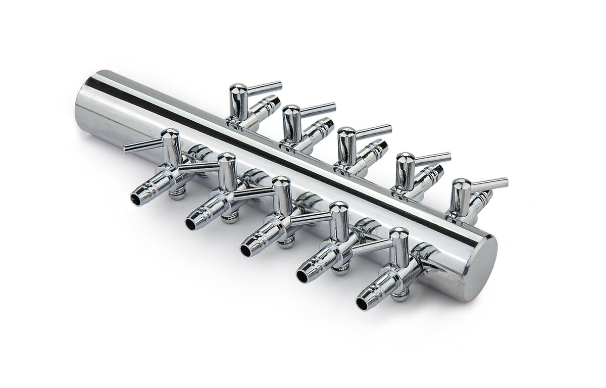 Metalinis oro skirstytuvas su vožtuvais, 10 padėčių