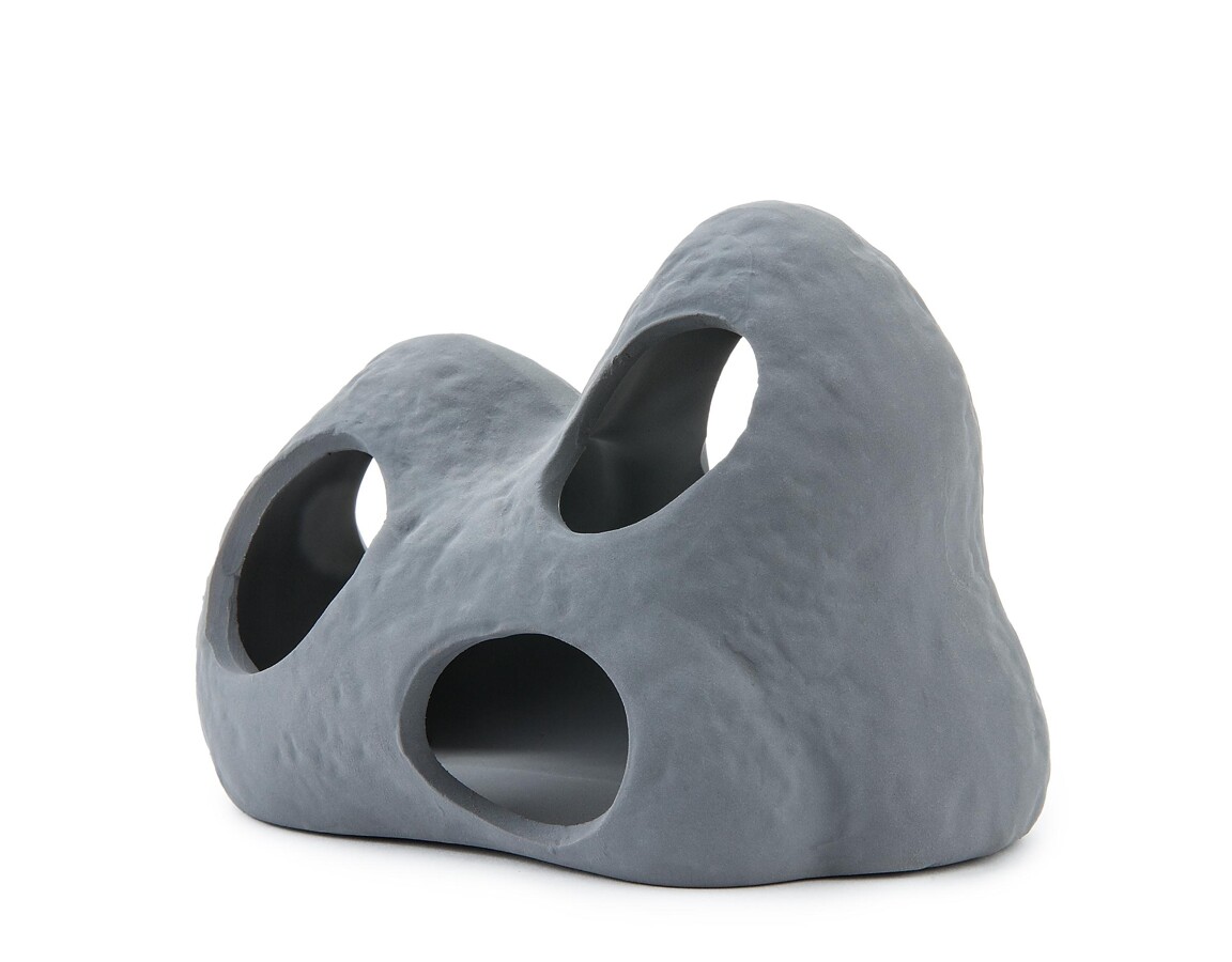 Keraminė dekoracija - akmuo su skylutėmis Happet U946 - 11 cm pilka