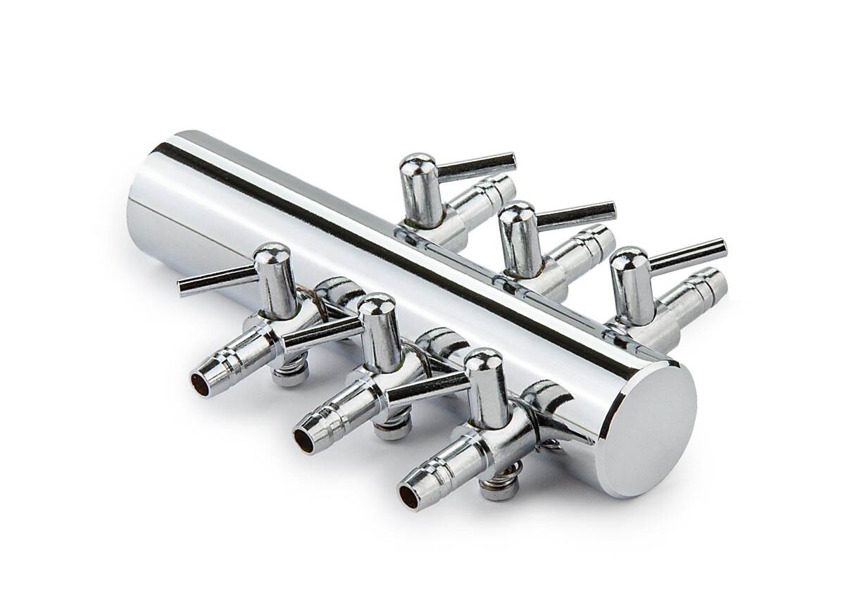 Metalinis oro skirstytuvas su vožtuvais, 6 padėčių, Happet