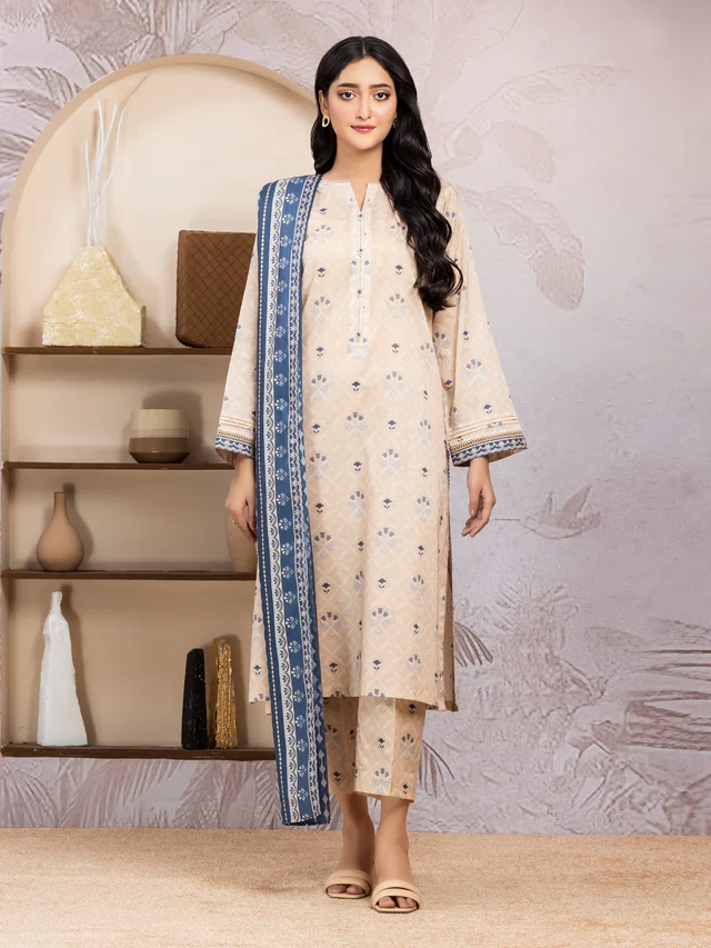 Edenrobe Premium Unstitched Printed Lawn 3 Piece