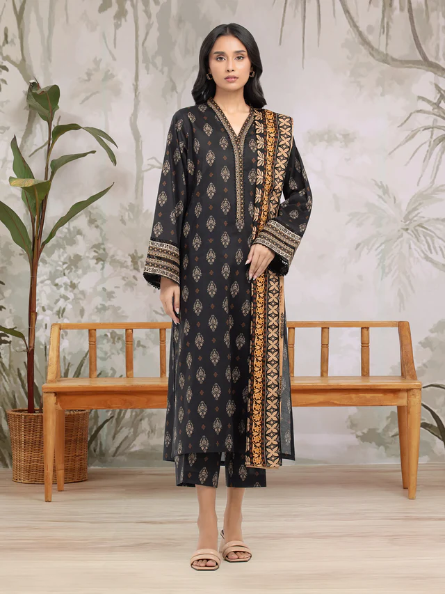Edenrobe Premium Unstitched Printed Khaddar 3 Piece