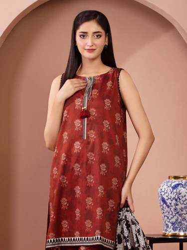 Edenrobe Premium Unstitched Printed Lawn 3 Piece