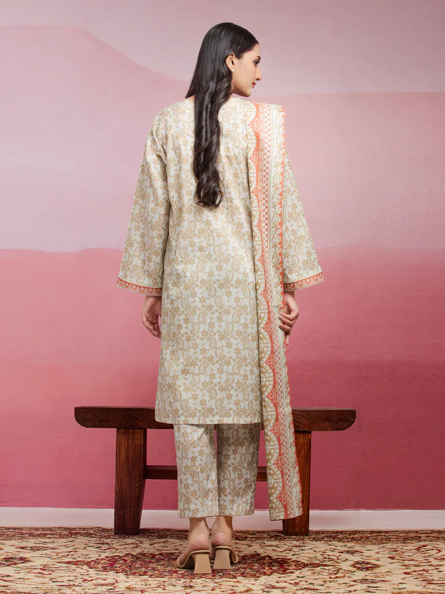 Edenrobe Premium Unstitched Printed Lawn 3 Piece