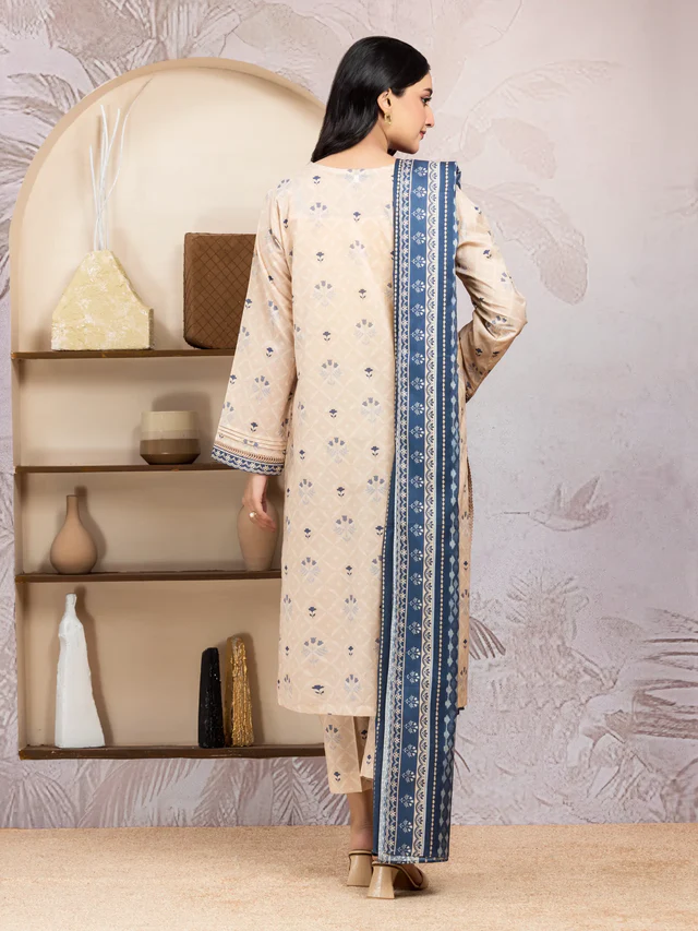 Edenrobe Premium Unstitched Printed Lawn 3 Piece