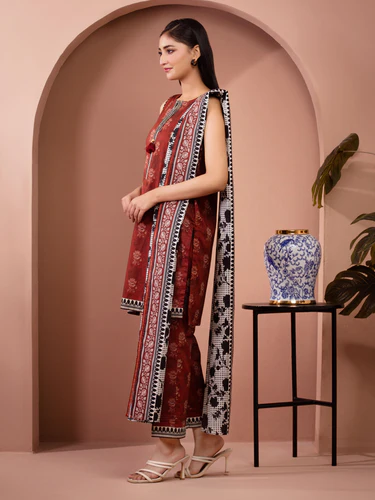 Edenrobe Premium Unstitched Printed Lawn 3 Piece