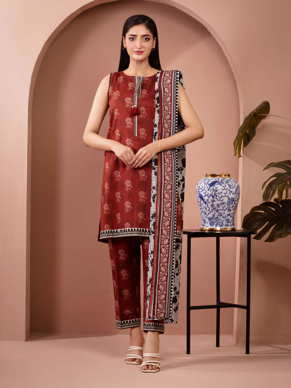 Edenrobe Premium Unstitched Printed Lawn 3 Piece